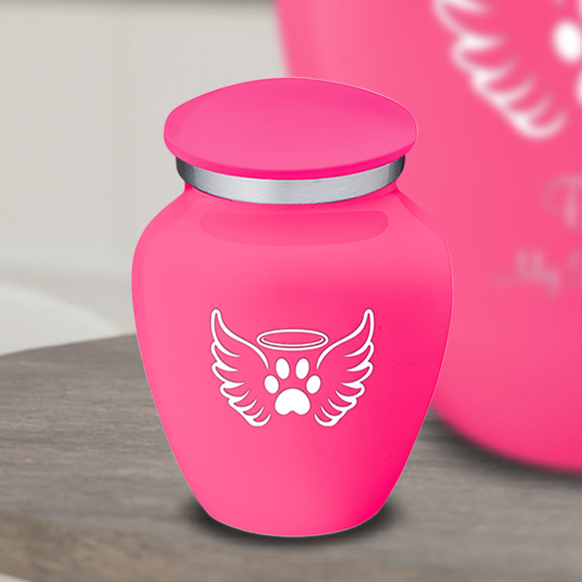 Keepsake Embrace Bright Pink Pet Angel Wings Cremation Urn