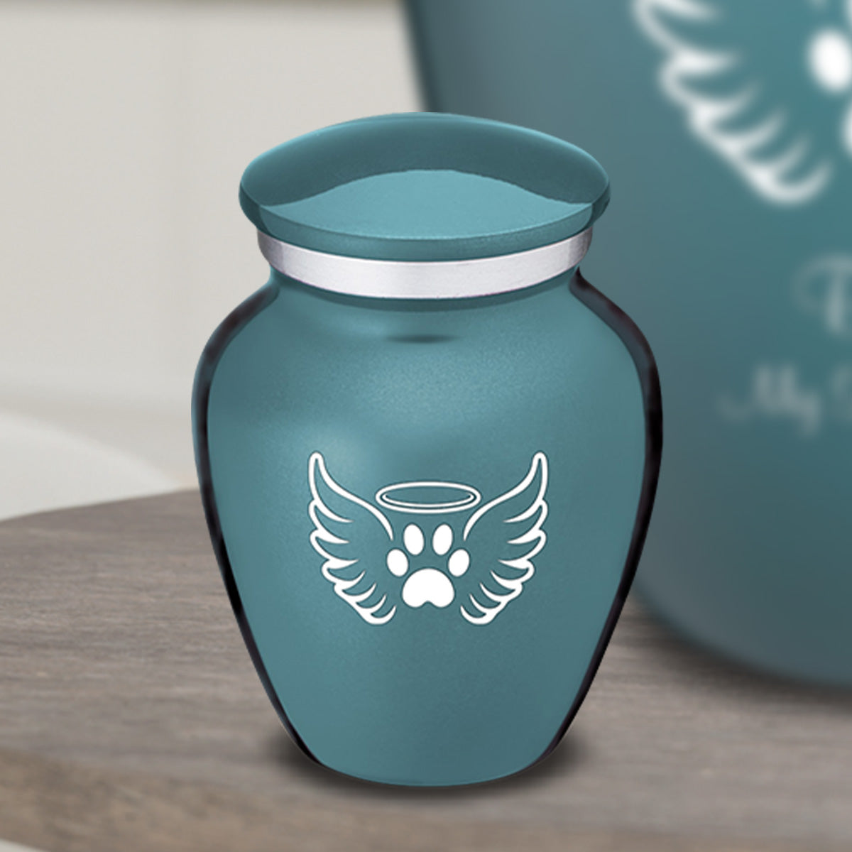 Keepsake Embrace Teal Pet Angel Wings Cremation Urn