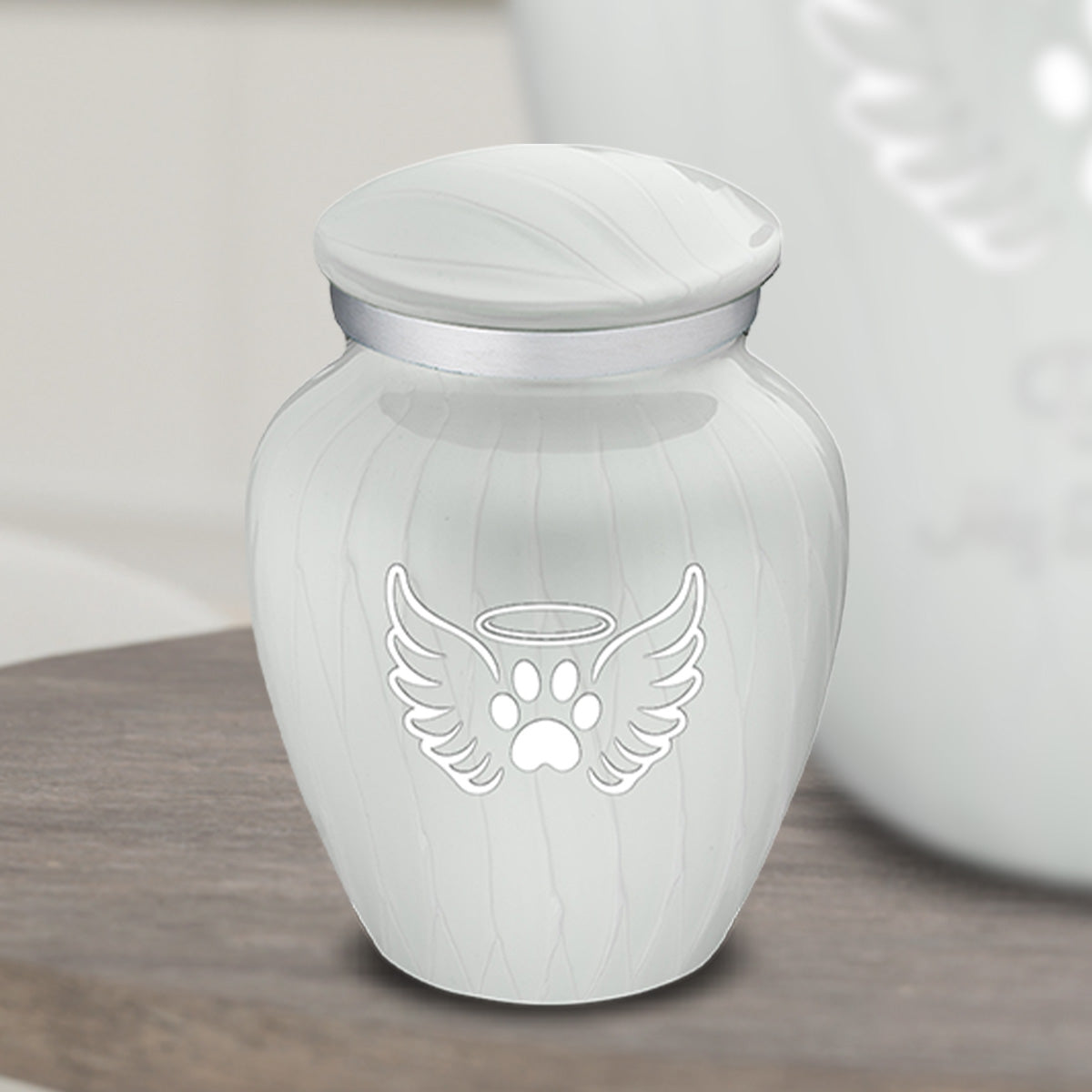 Keepsake Embrace Pearl White Pet Angel Wings Cremation Urn