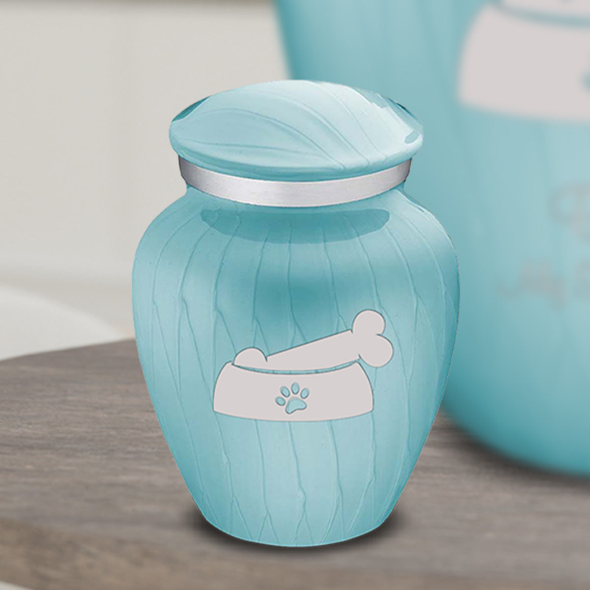 Keepsake Embrace Pearl Light Blue Pet Dog Bone Cremation Urn