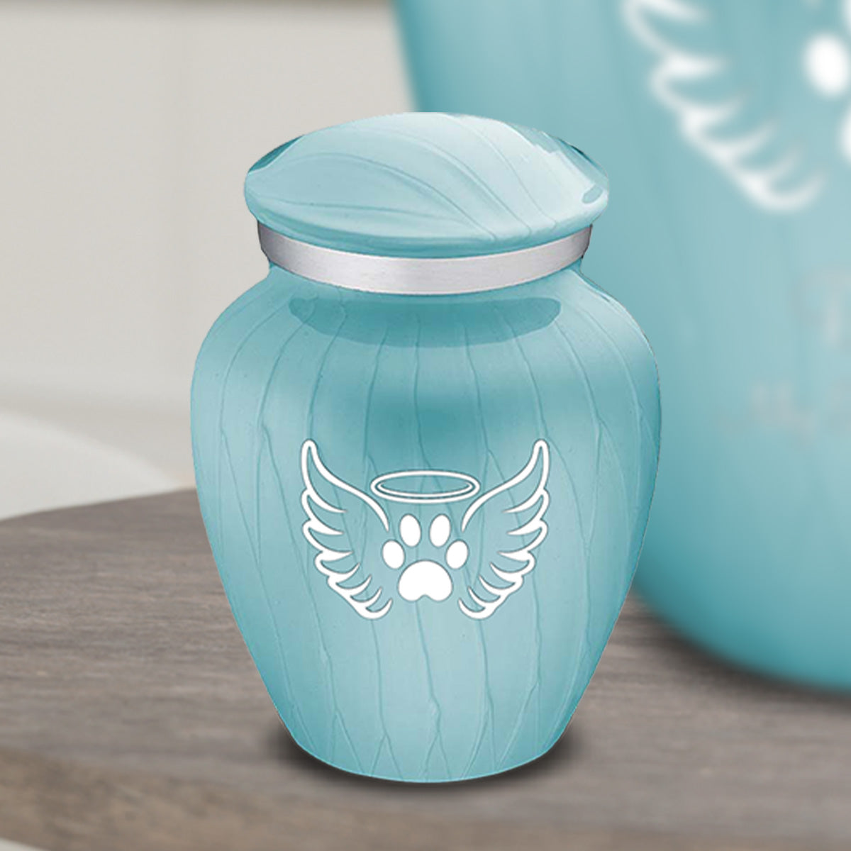 Keepsake Embrace Pearl Light Blue Pet Angel Wings Cremation Urn