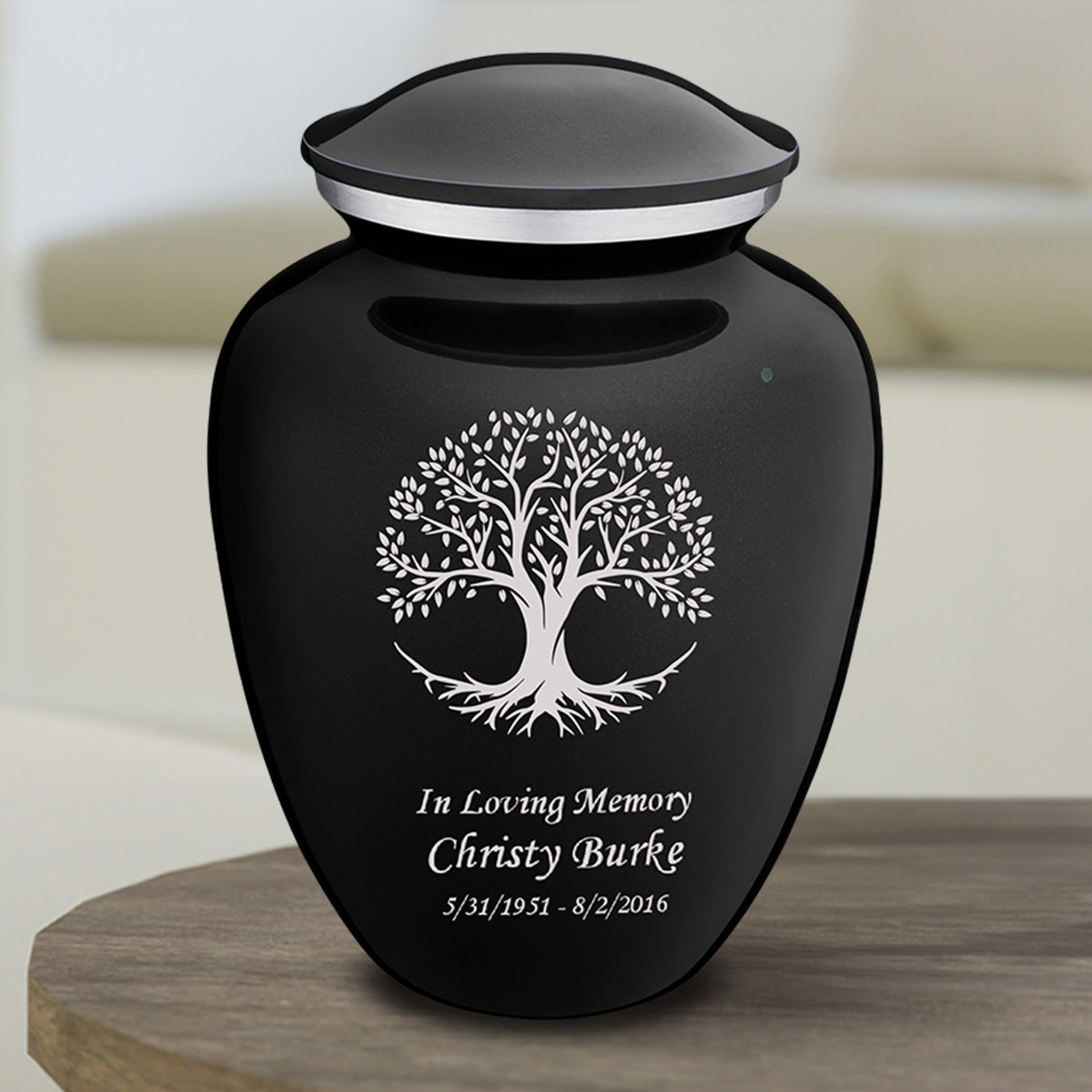 Medium Embrace Black Tree of Life Cremation Urn