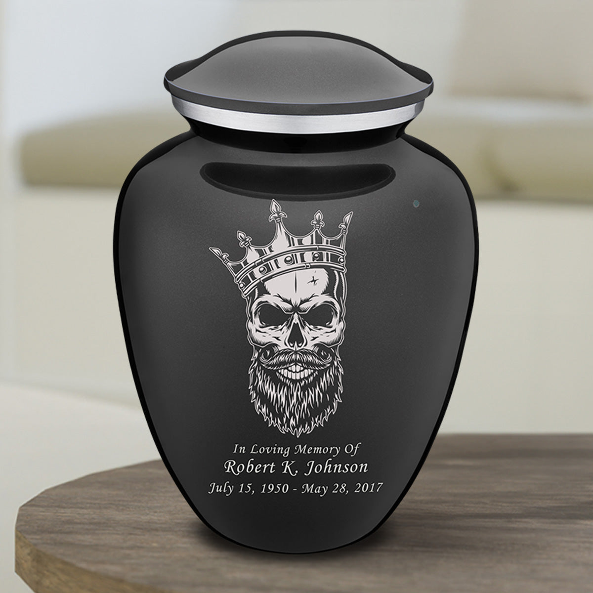 Medium Embrace Charcoal Skull Cremation Urn