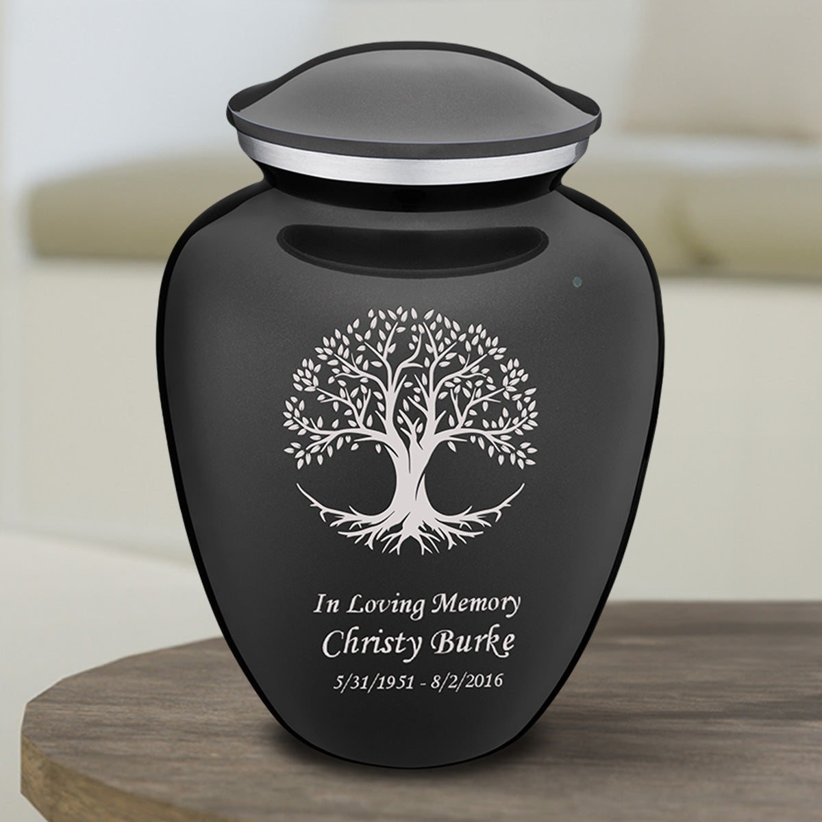 Medium Embrace Charcoal Tree of Life Cremation Urn