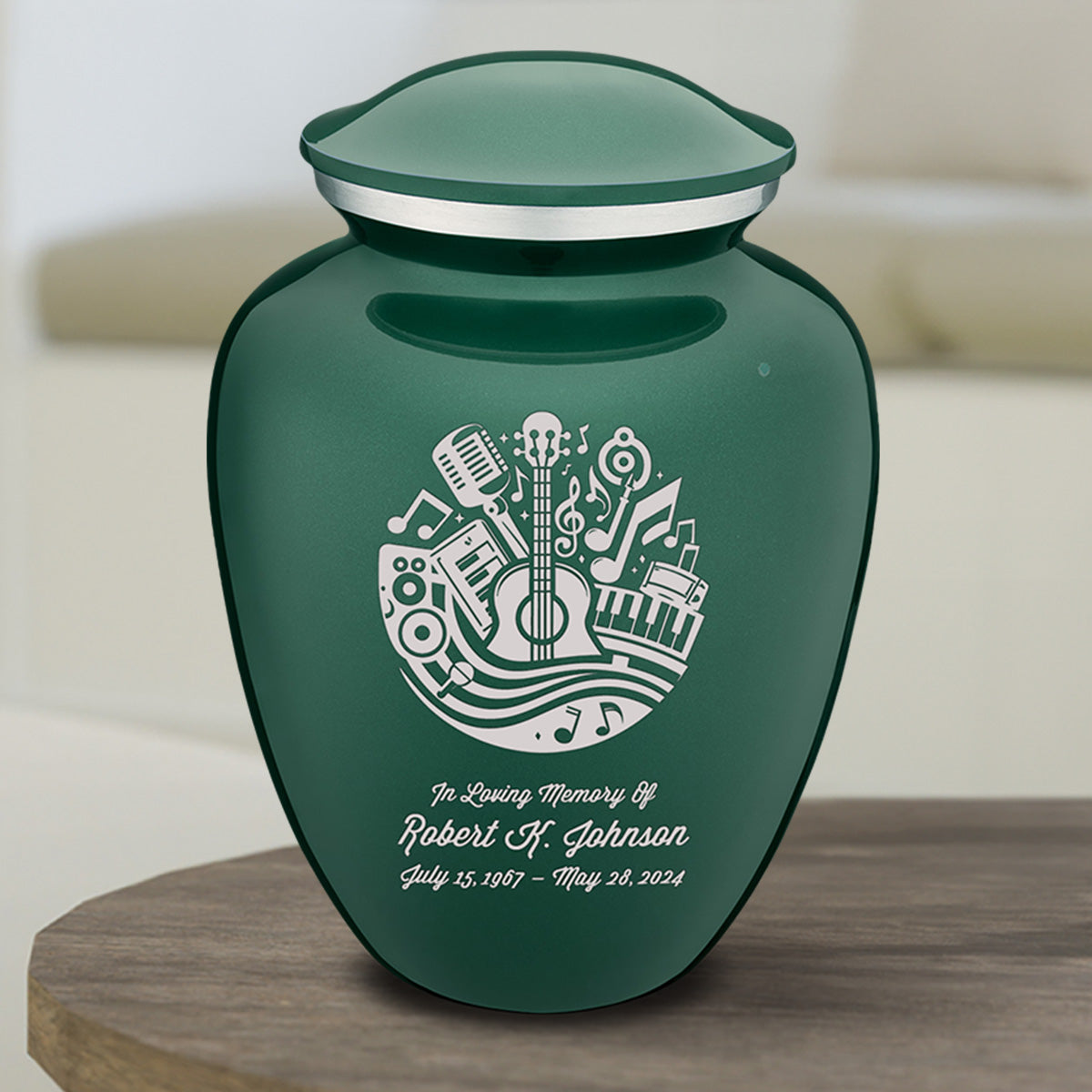 Medium Embrace Green Music Cremation Urn
