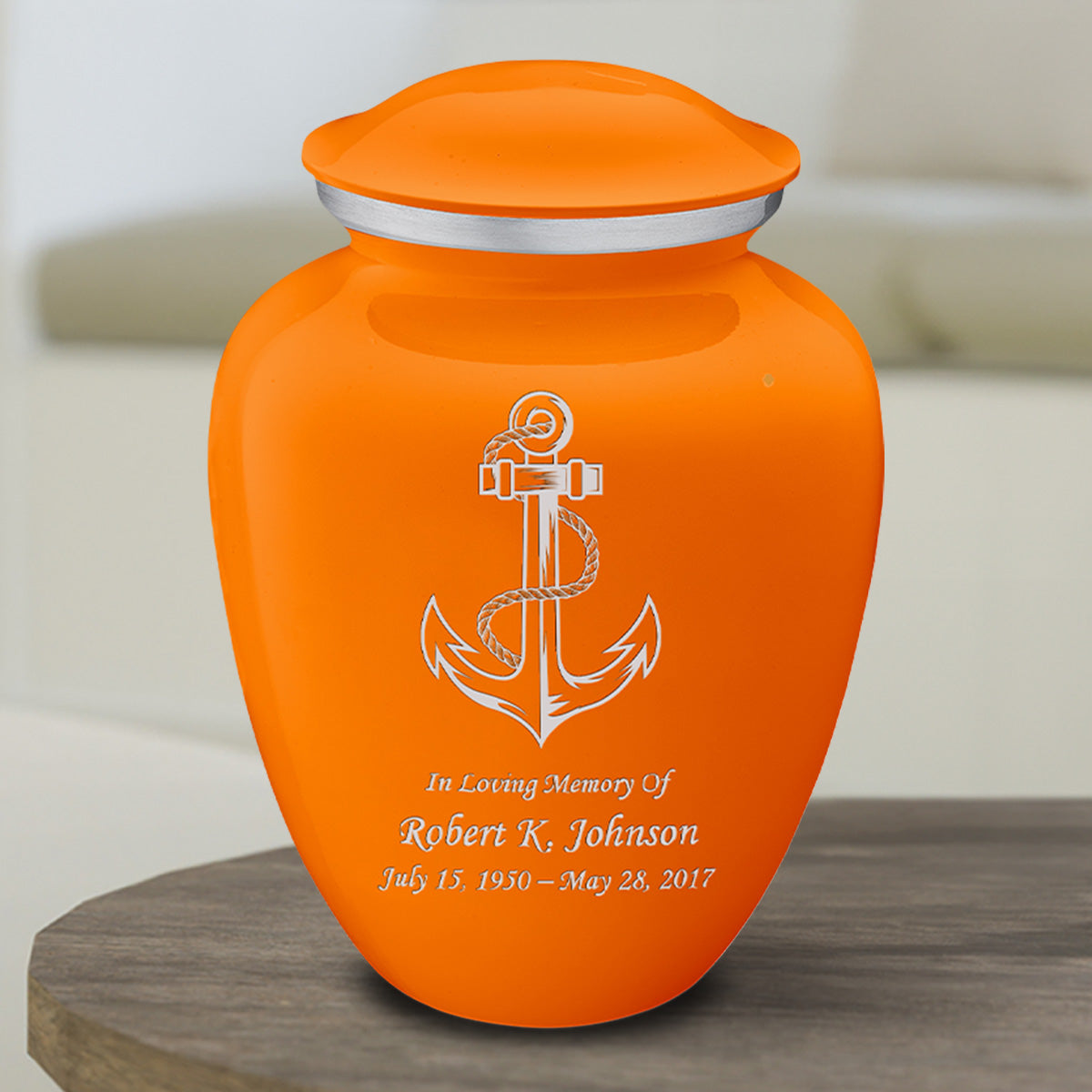 Medium Embrace Burnt Orange Anchor Cremation Urn
