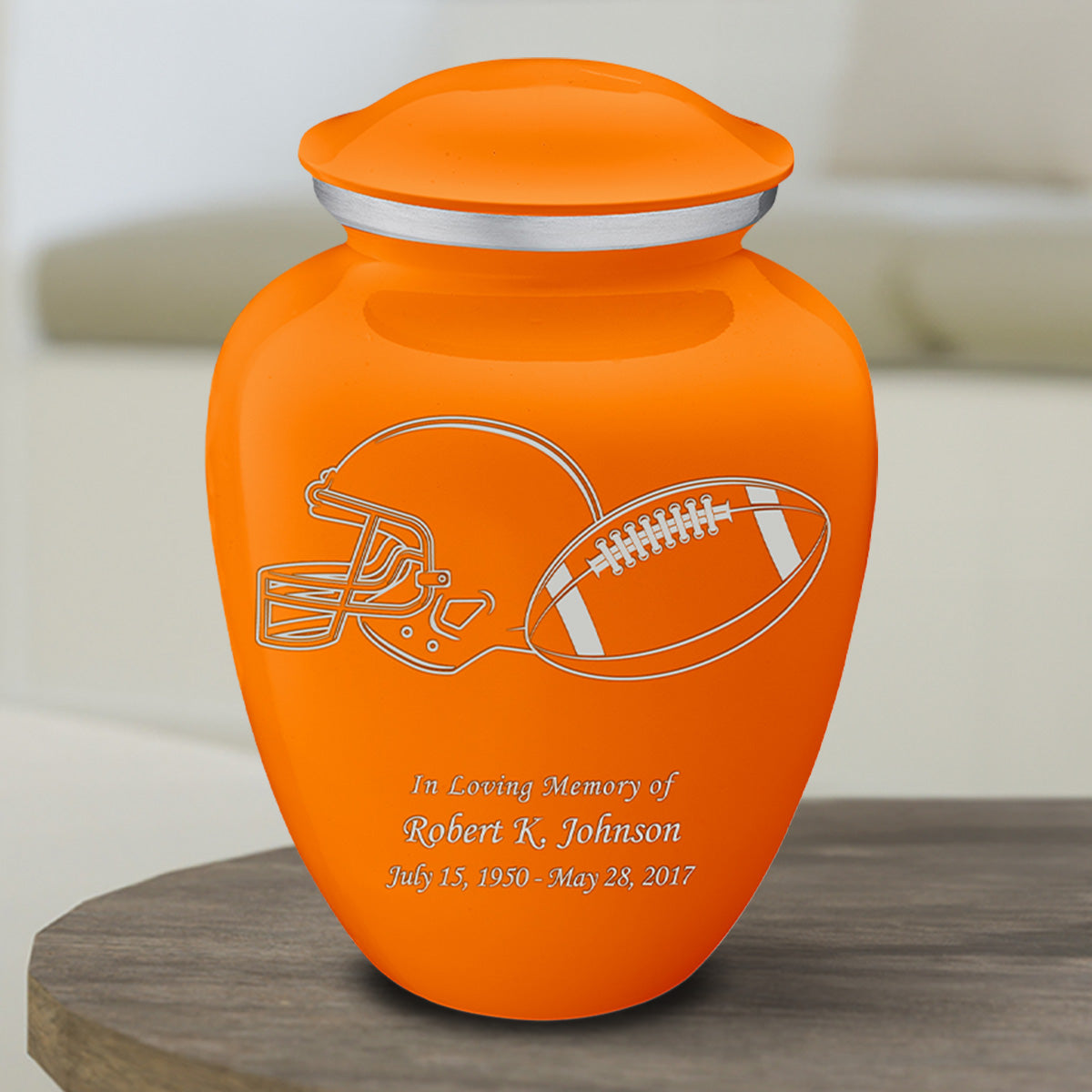 Medium Embrace Burnt Orange Football Cremation Urn