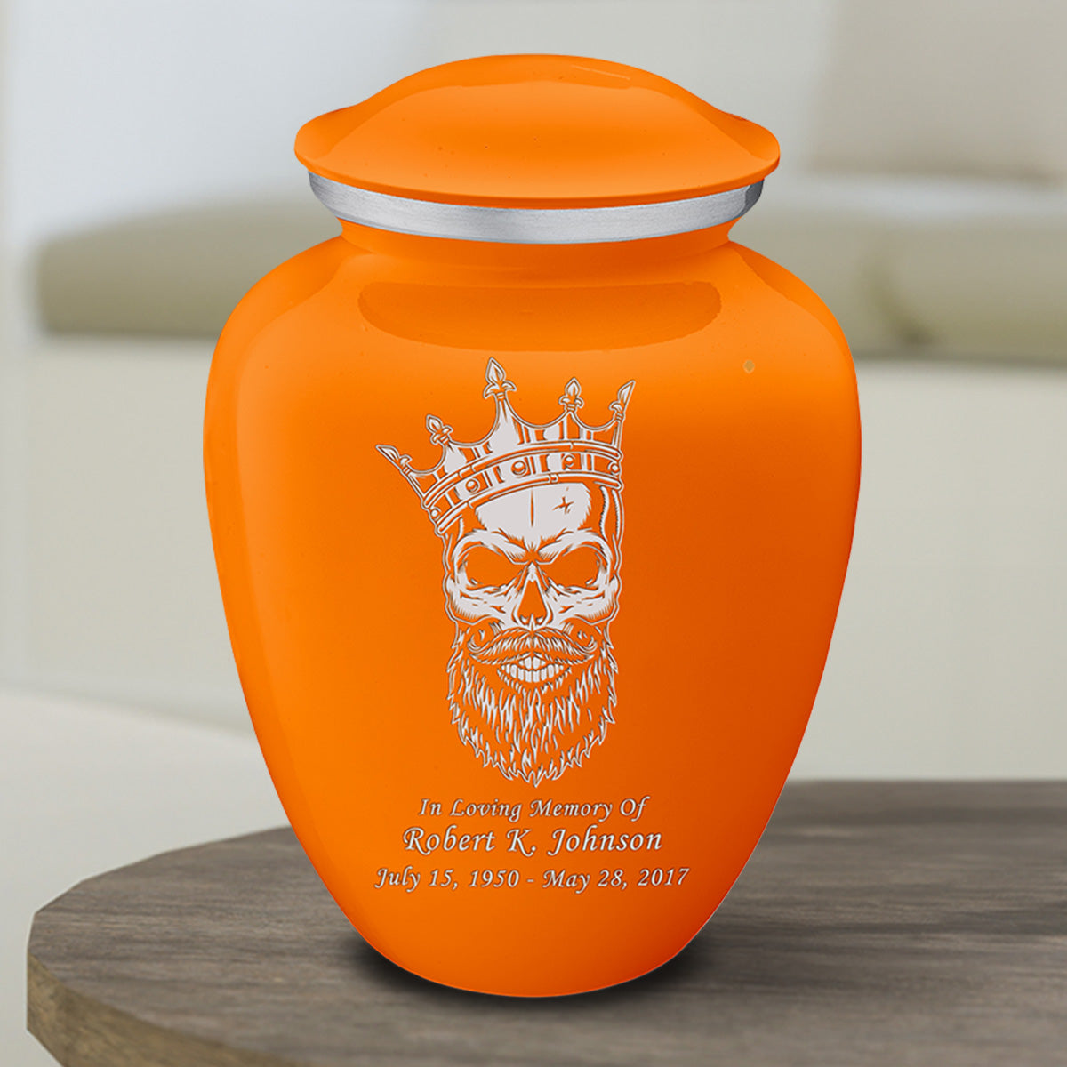 Medium Embrace Burnt Orange Skull Cremation Urn