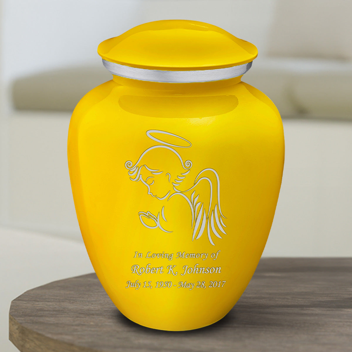 Medium Embrace Yellow Angel Cremation Urn