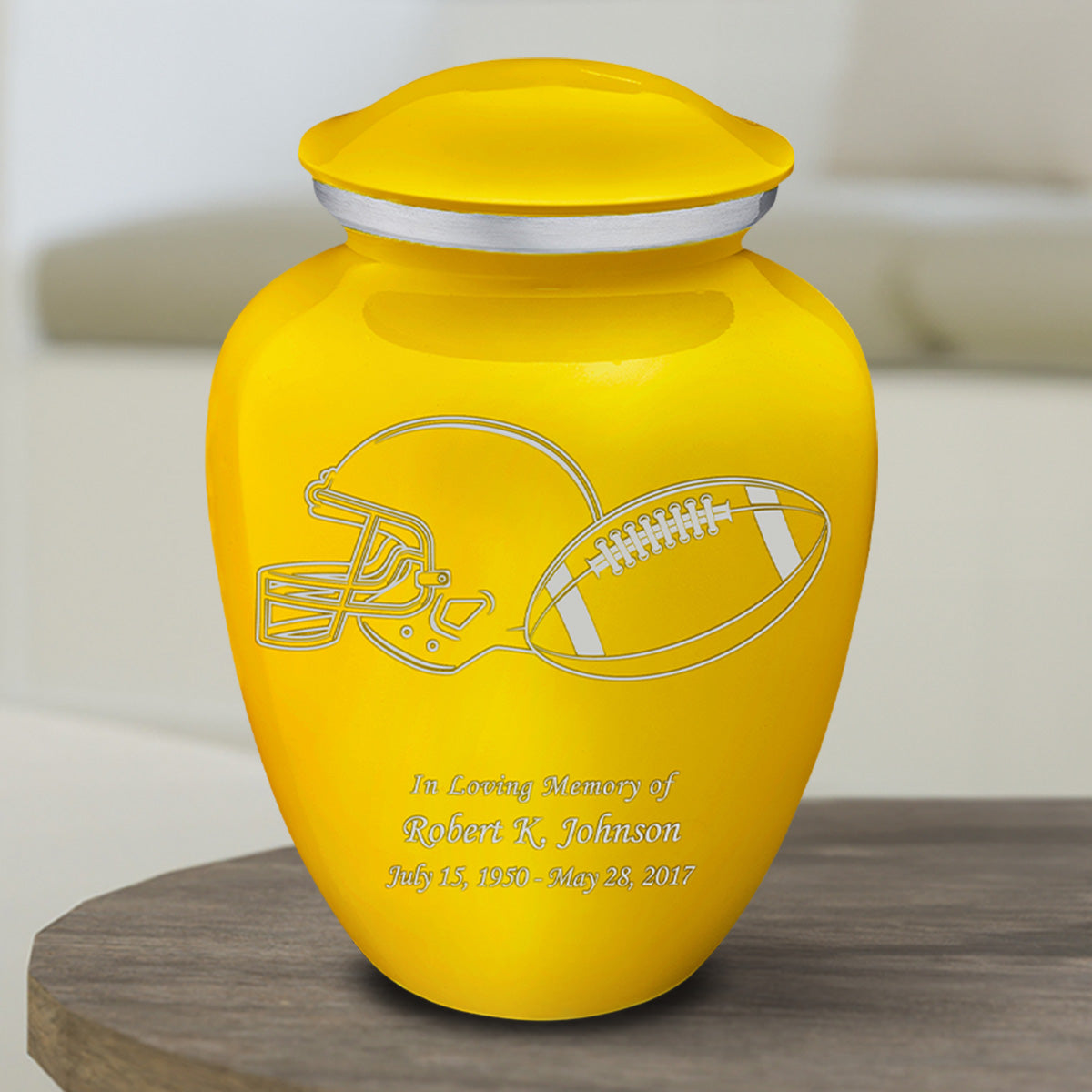 Medium Embrace Yellow Football Cremation Urn