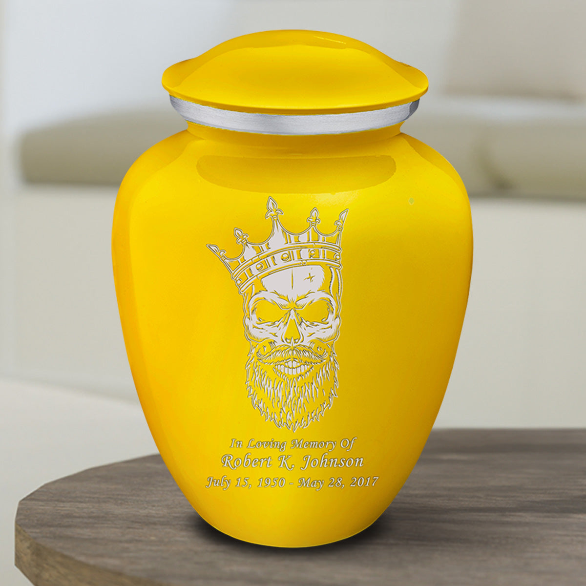 Medium Embrace Yellow Skull Cremation Urn