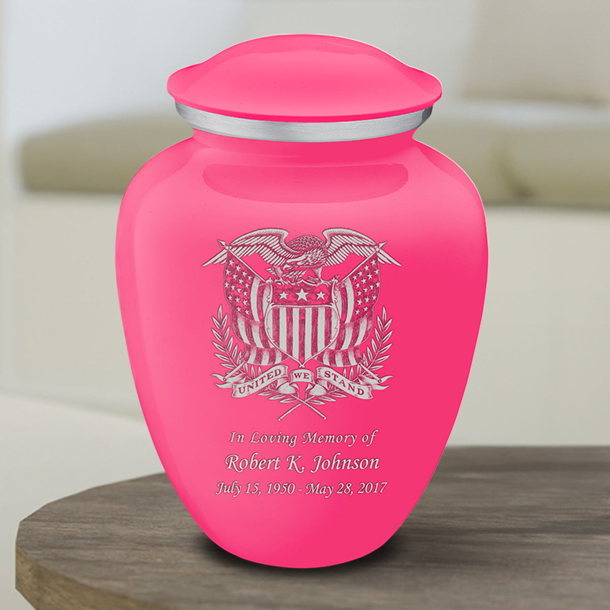 Medium Embrace Bright Pink American Glory Cremation Urn