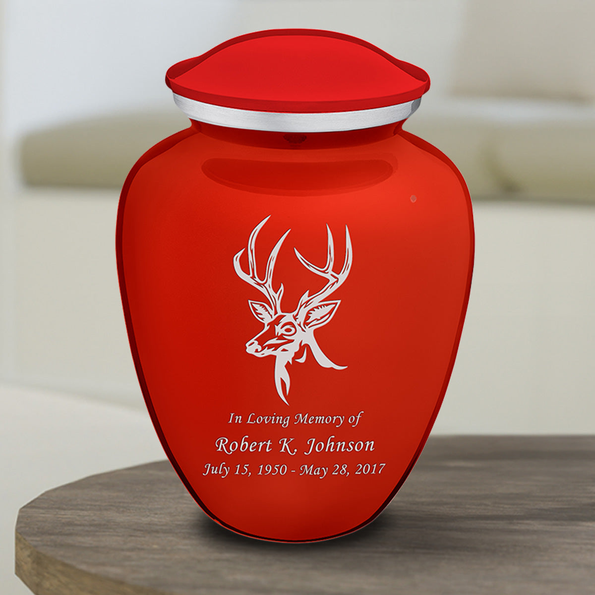 Medium Embrace Bright Red Deer Cremation Urn