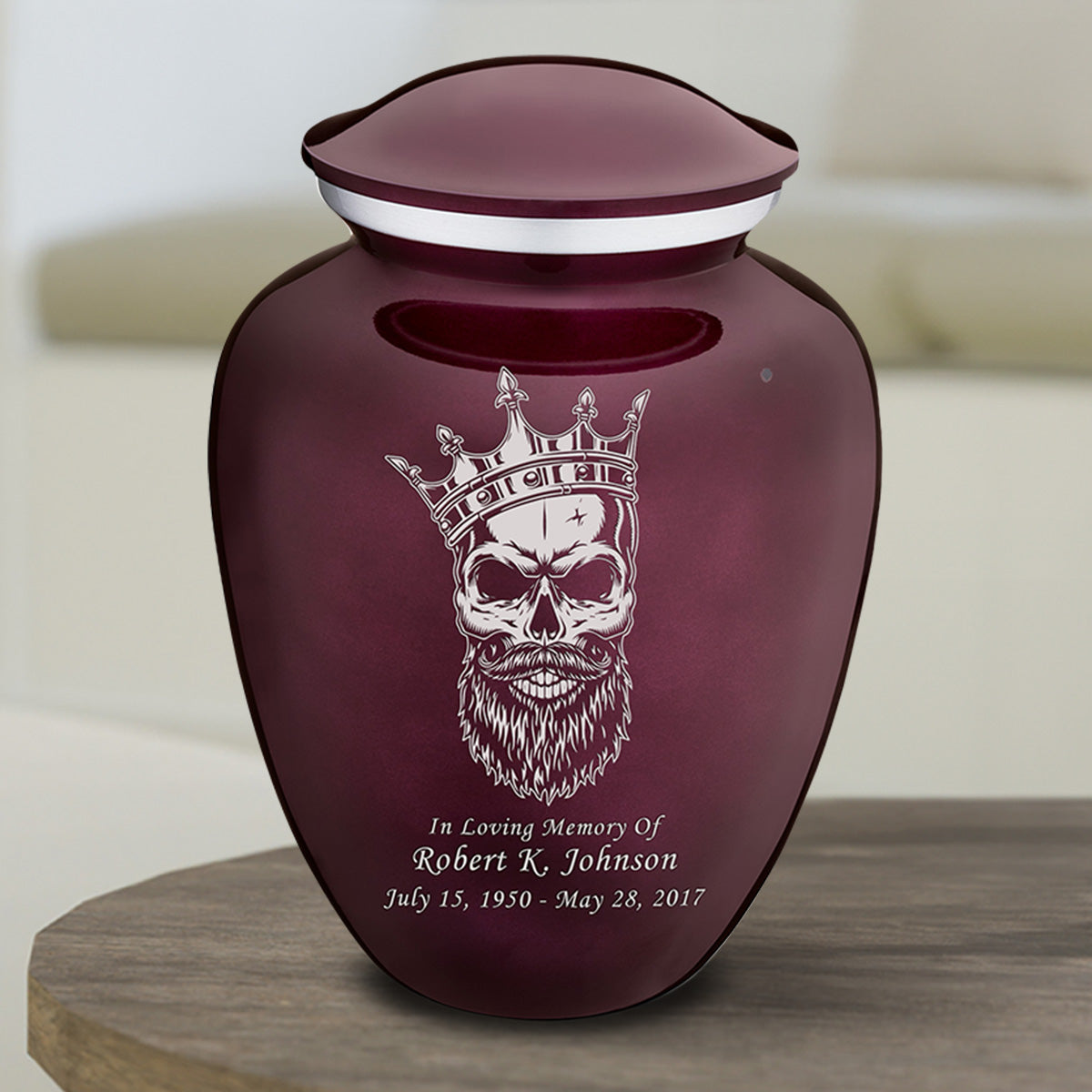 Medium Cherry Purple Embrace Skull Cremation Urn