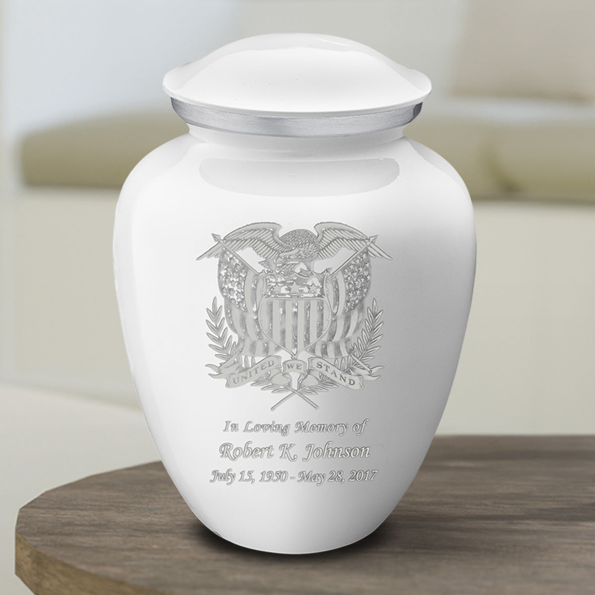 Medium Embrace White American Glory Cremation Urn