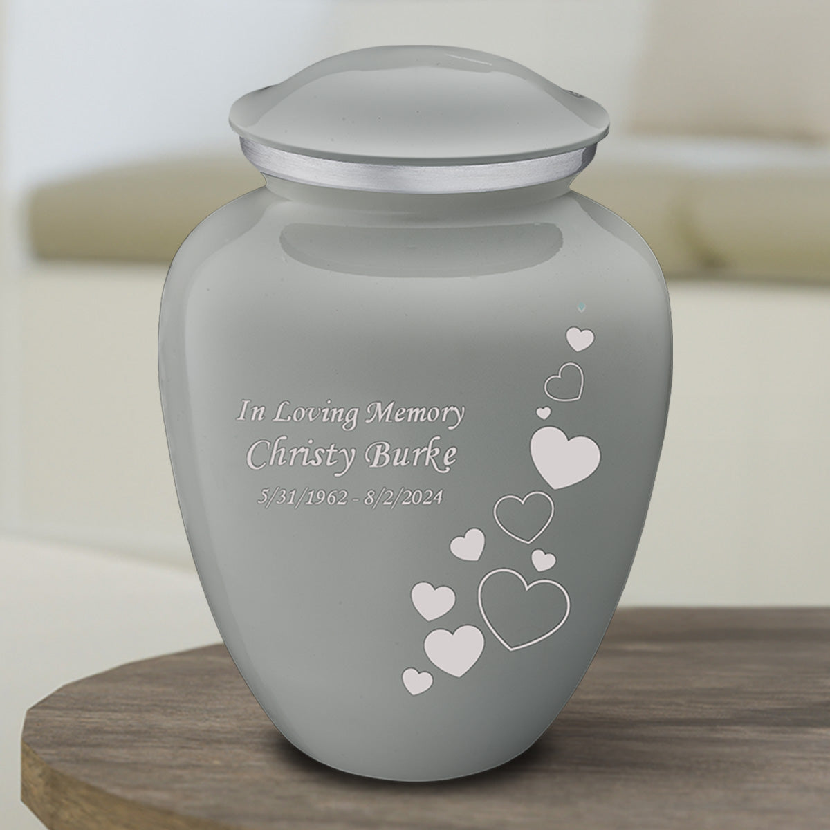 Medium Embrace Slate Grey Floating Heart Cremation Urn
