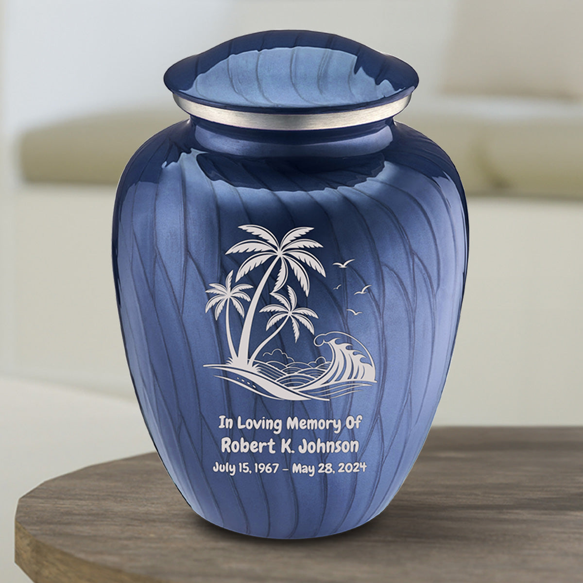 Medium Embrace Pearl Cobalt Blue Palm Beach Cremation Urn