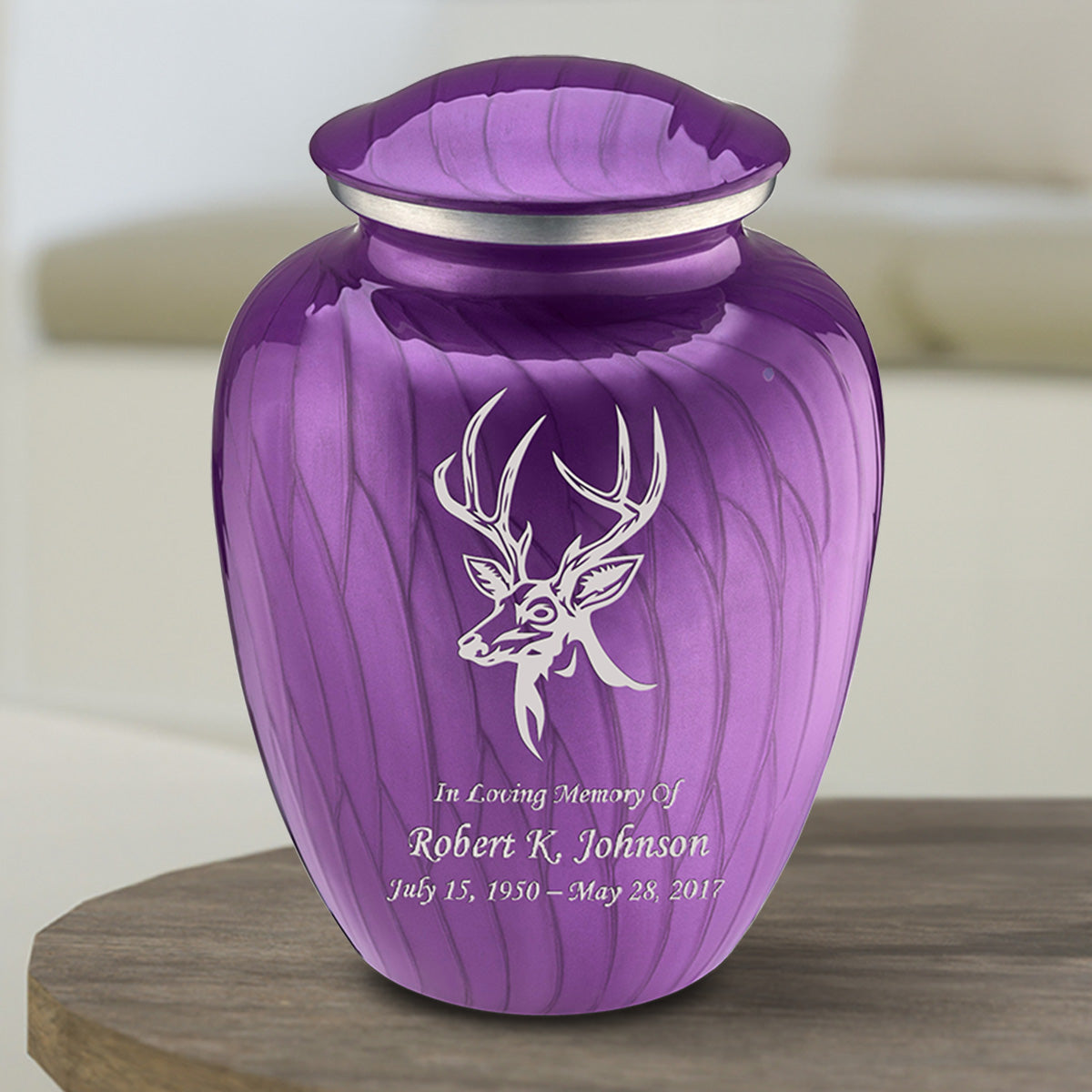 Medium Embrace Pearl Purple Deer Cremation Urn