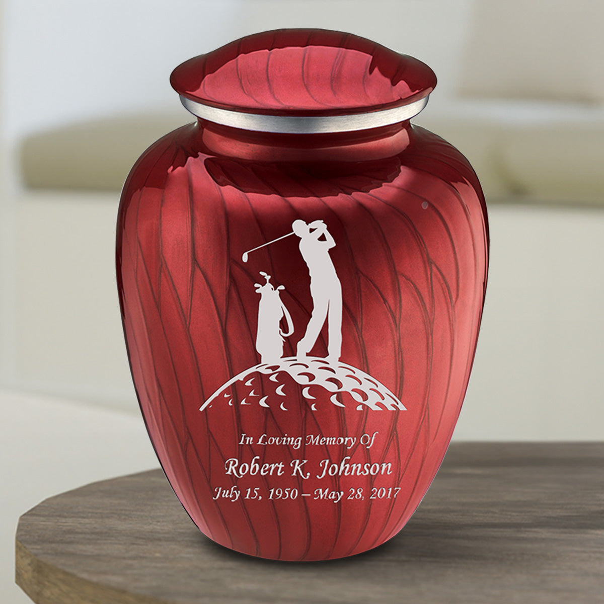 Medium Embrace Pearl Candy Red Golf Cremation Urn