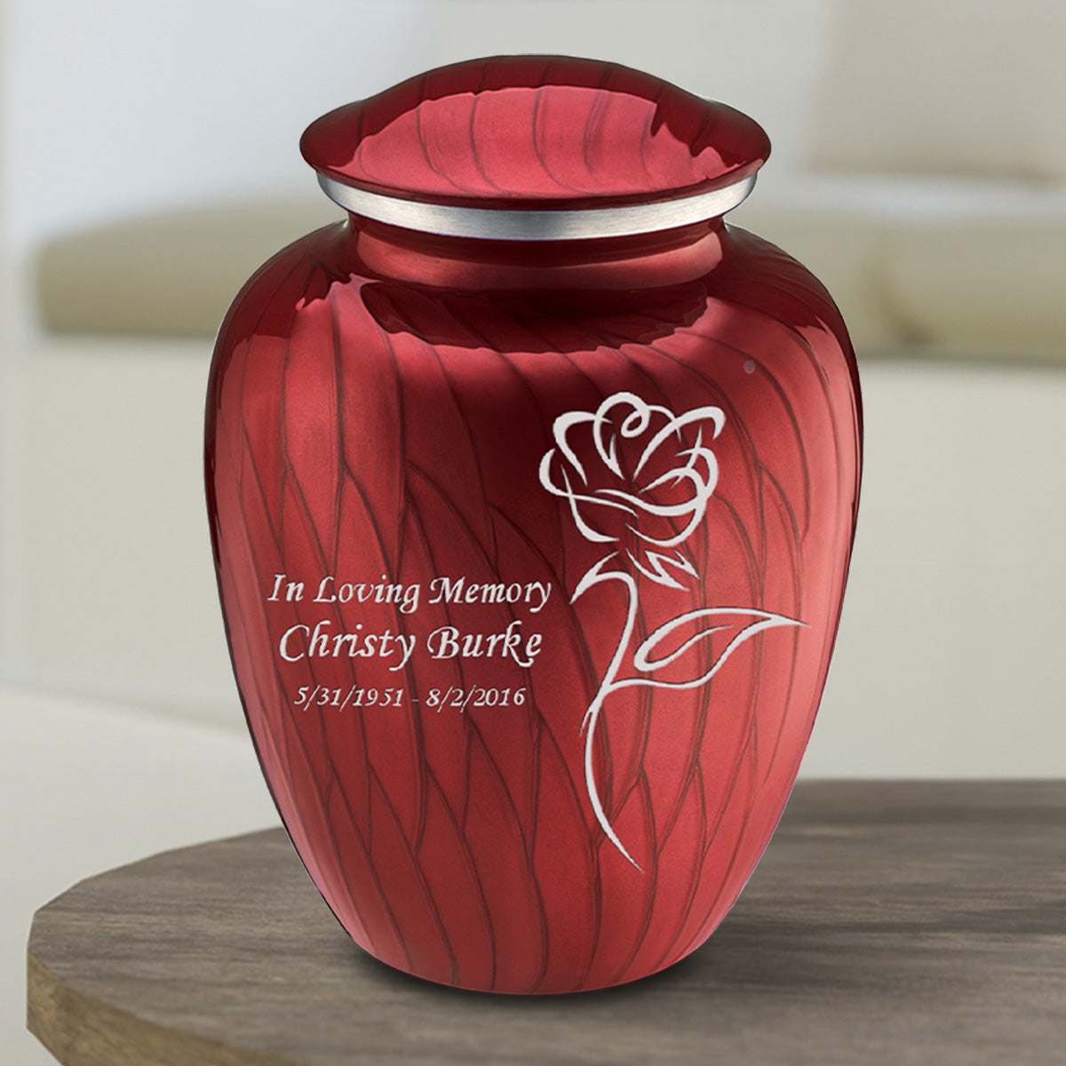 Medium Embrace Pearl Candy Red Rose Cremation Urn