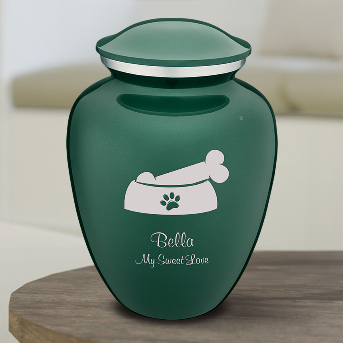 Medium Embrace Green Pet Dog Bone Cremation Urn