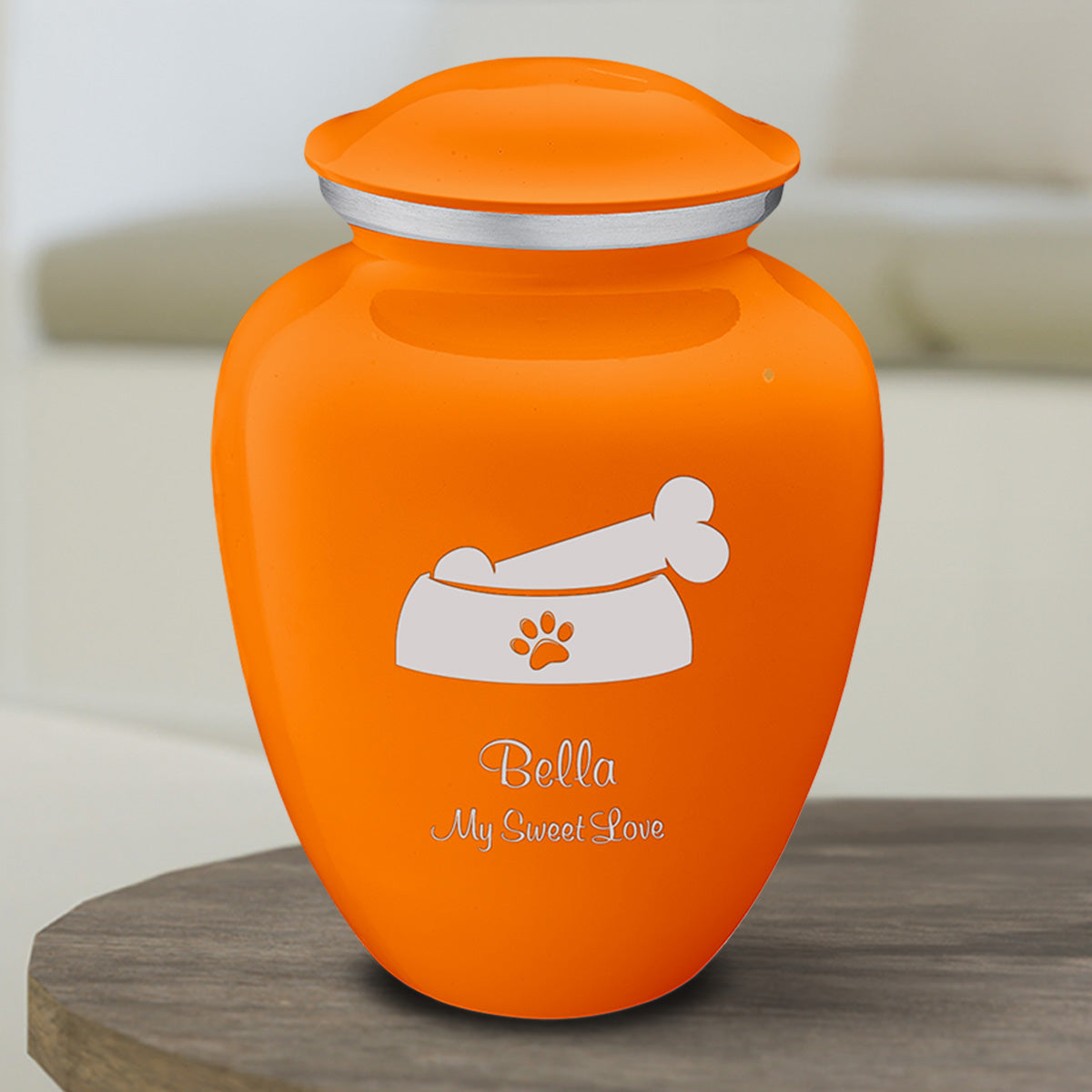 Medium Embrace Burnt Orange Pet Dog Bone Cremation Urn