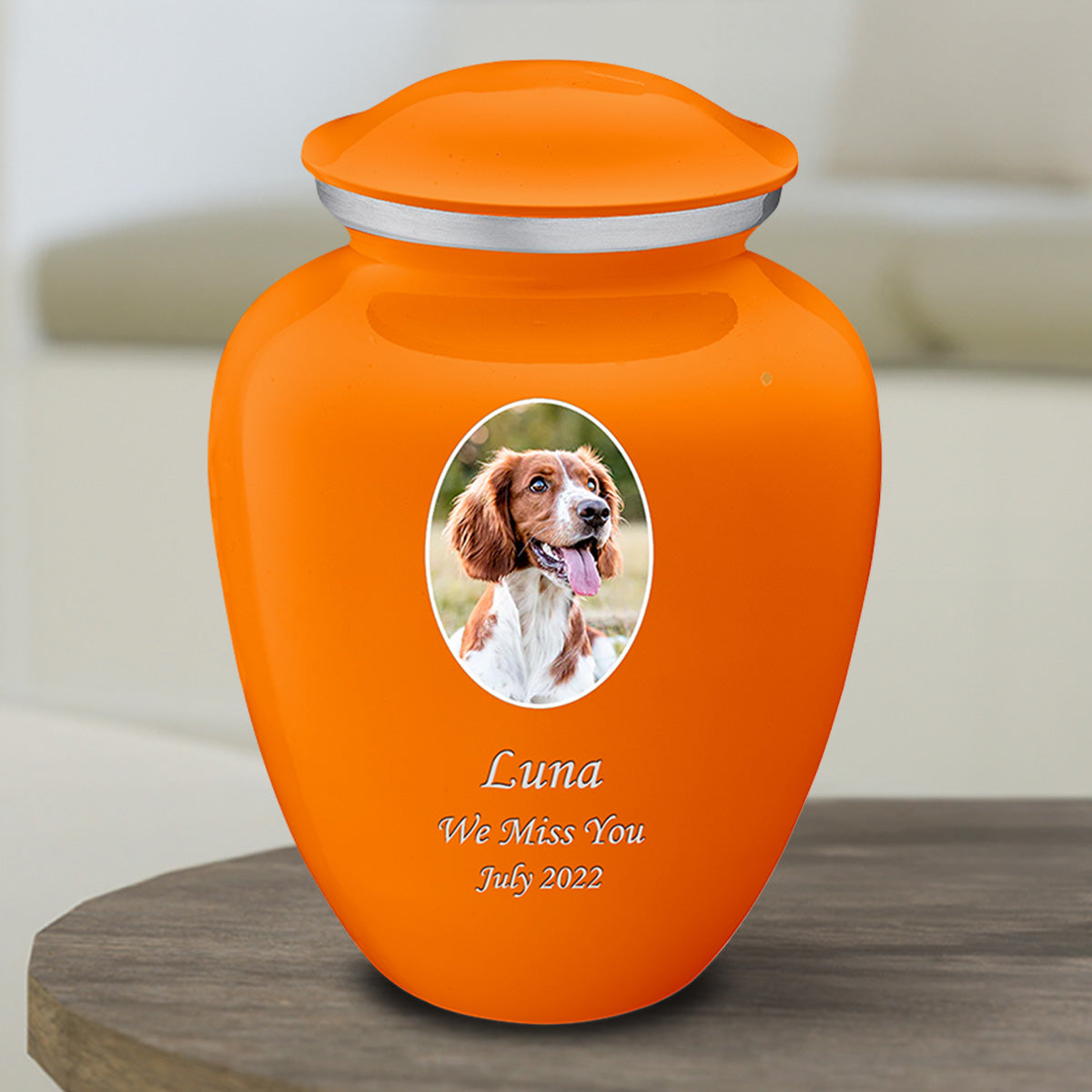 Medium Pet Embrace Burnt Orange Portrait Cremation Urn