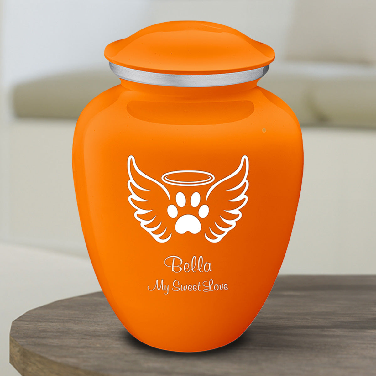 Medium Embrace Burnt Orange Pet Angel Wings Cremation Urn