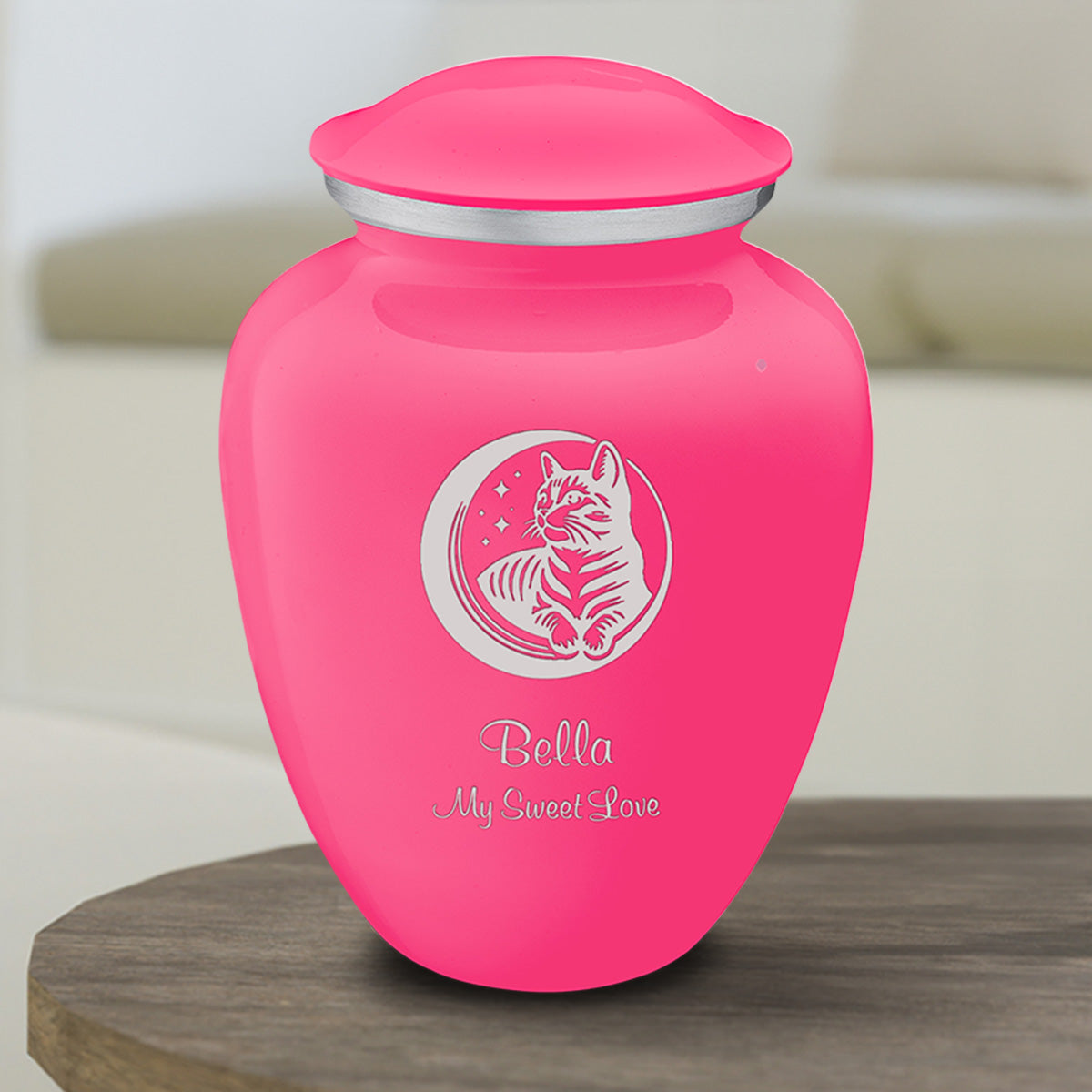 Medium Embrace Bright Pink Pet Cute Cat Cremation Urn