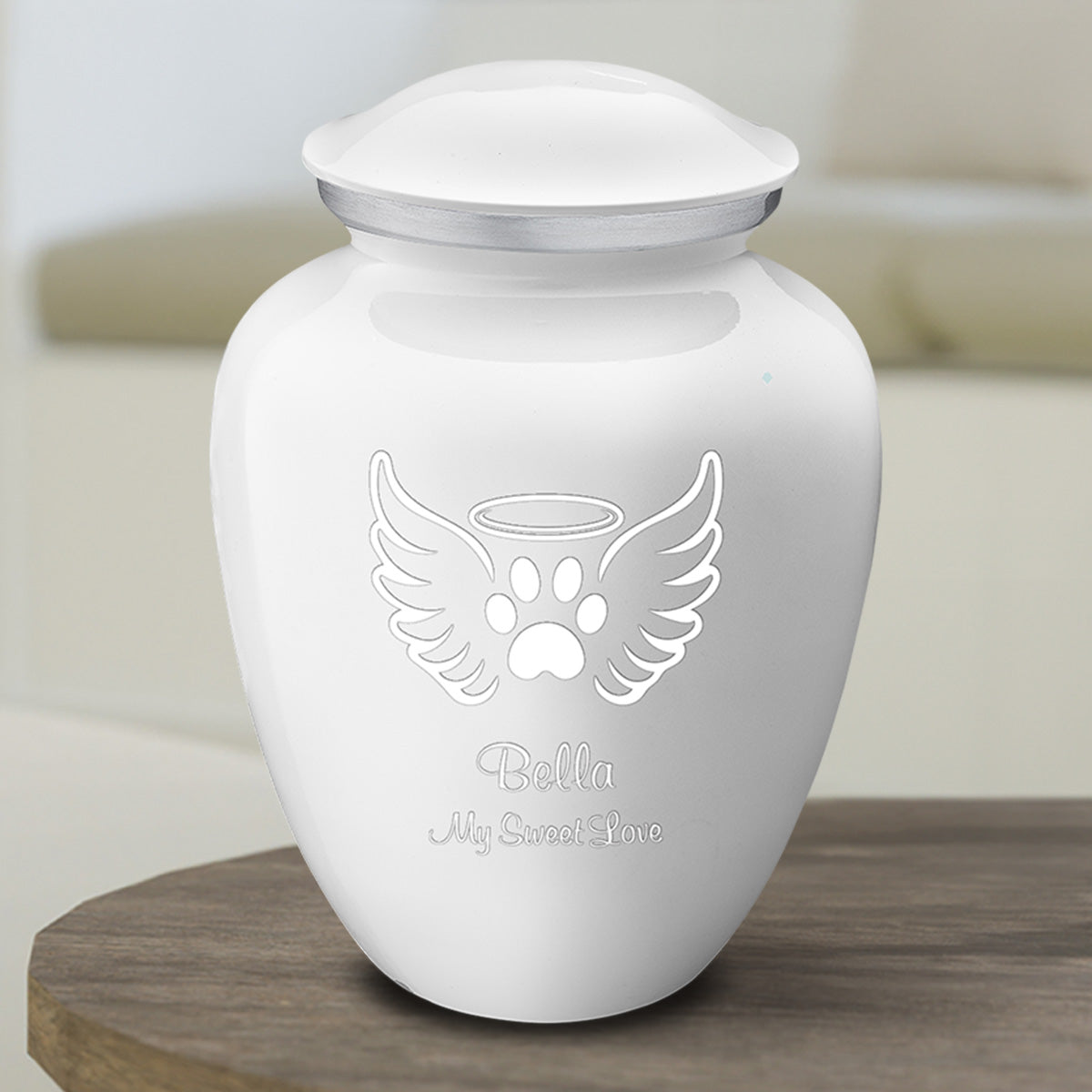 Large Embrace White Pet Angel Wings Cremation Urn
