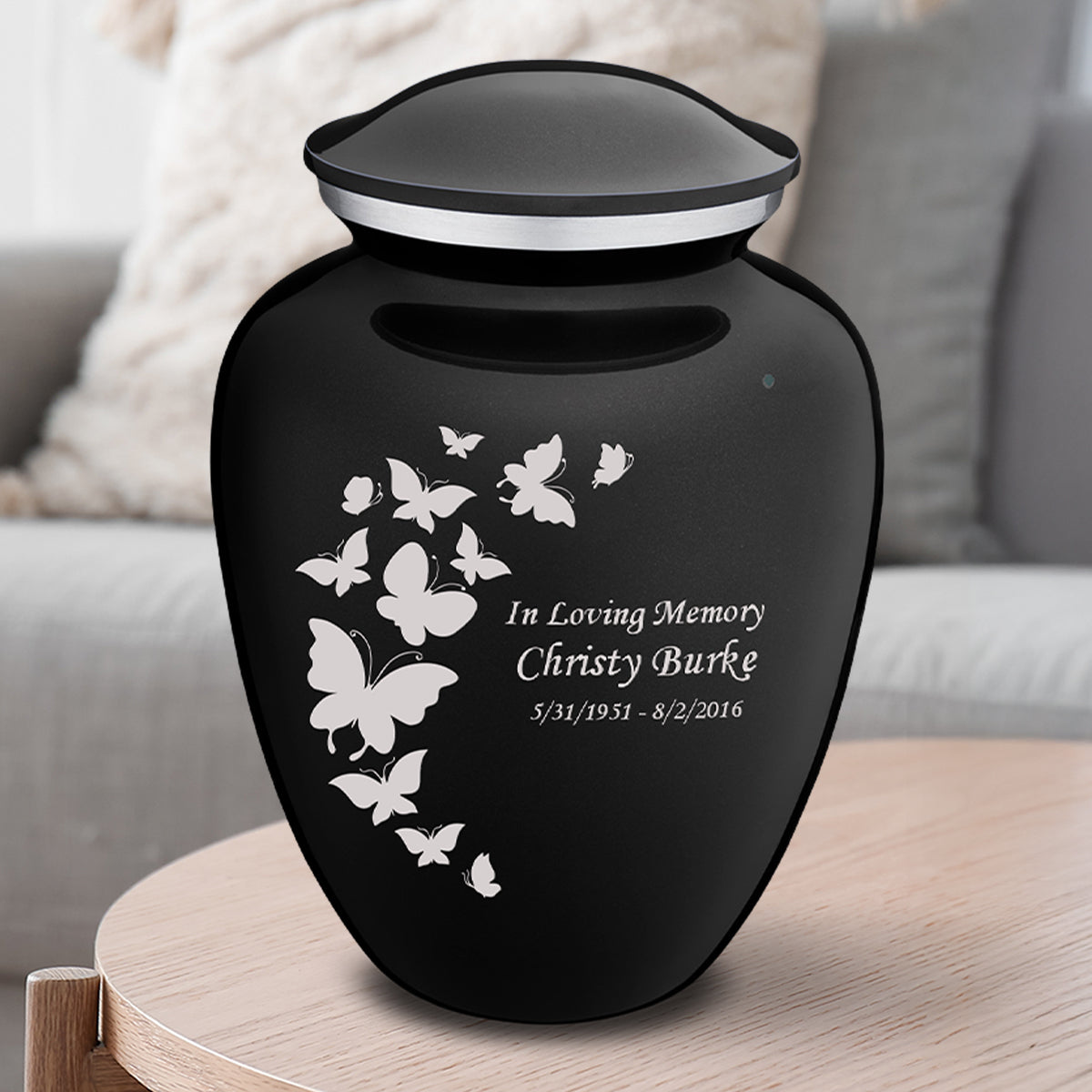 Adult Embrace Black Butterfly Cremation Urn