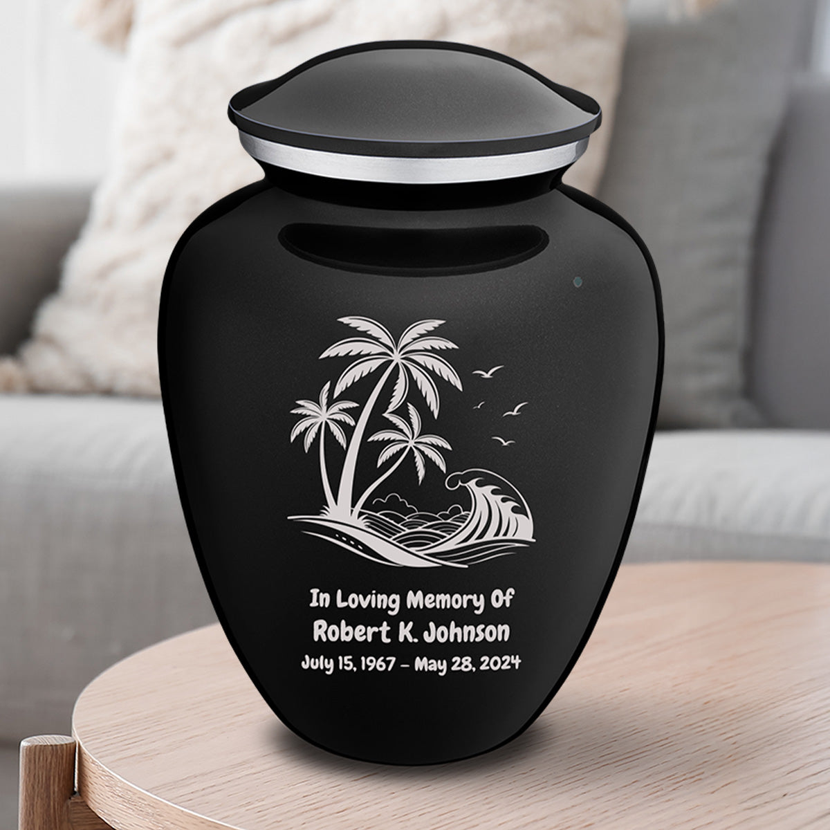 Adult Embrace Charcoal Black Palm Beach Cremation Urn
