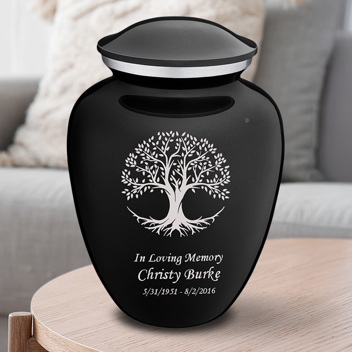 Adult Embrace Black Tree of Life Cremation Urn