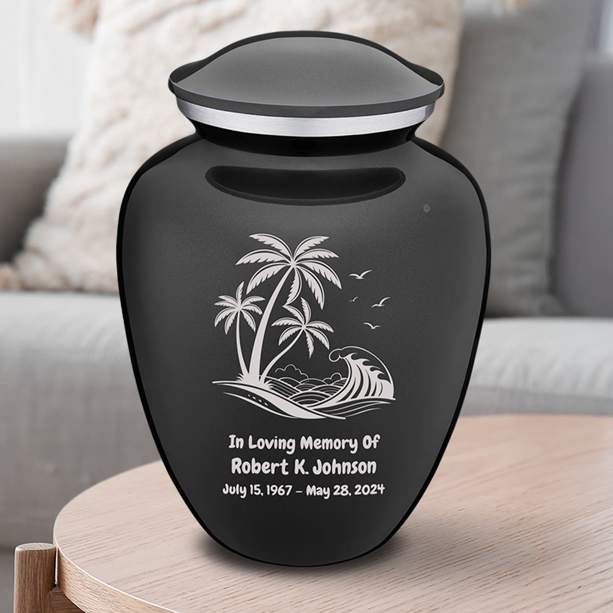 Medium Embrace Charcoal Black Palm Beach Cremation Urn