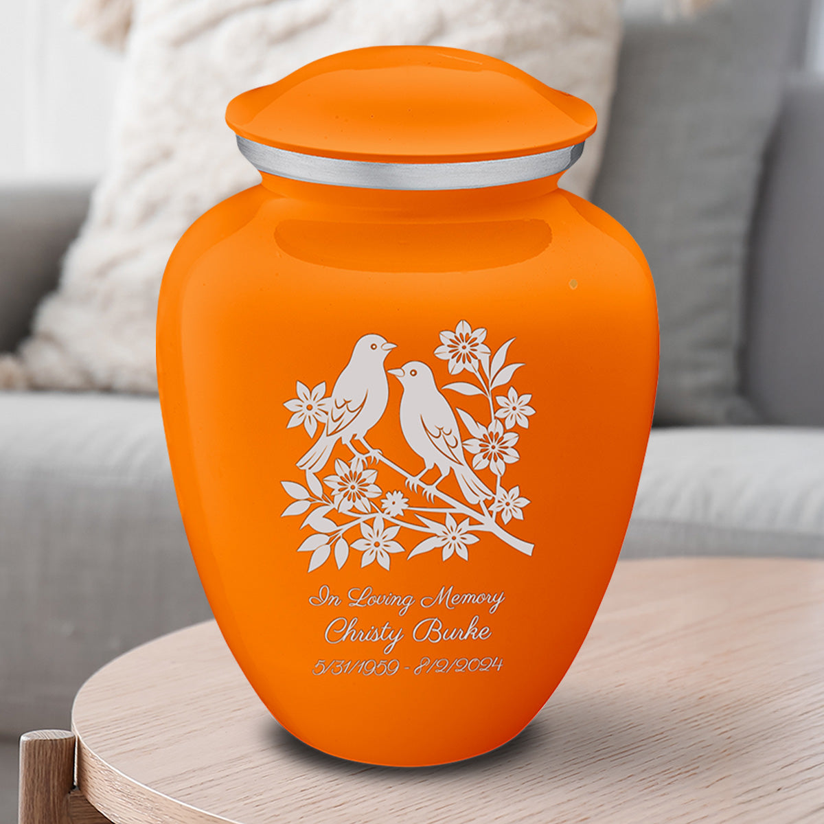 Adult Embrace Burnt Orange Songbirds Cremation Urn