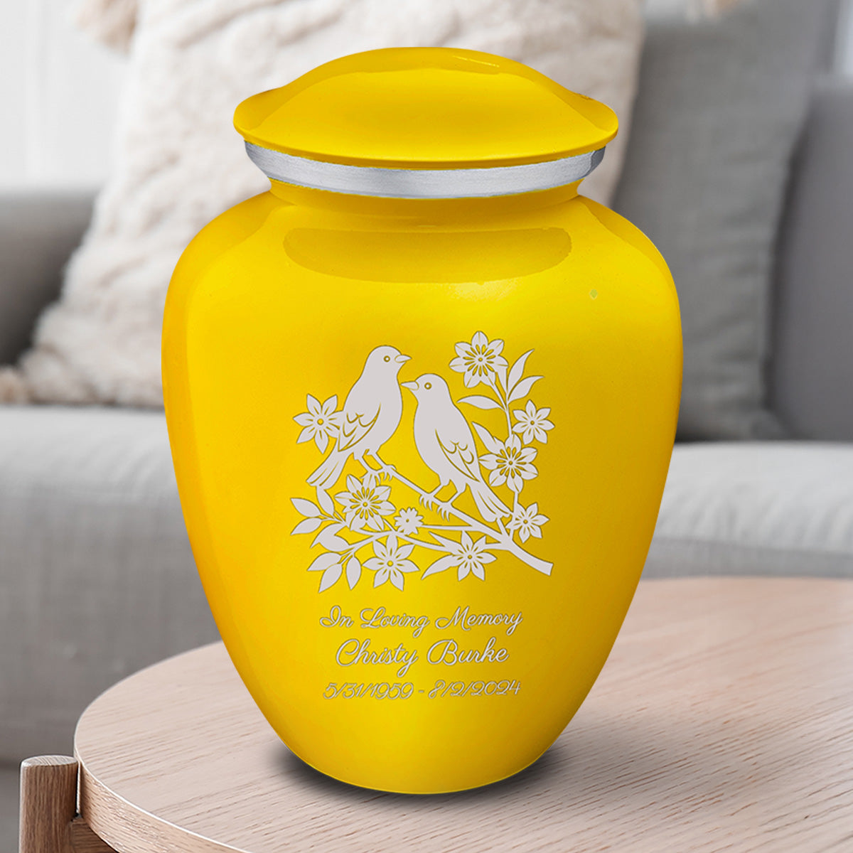 Adult Embrace Yellow Songbirds Cremation Urn