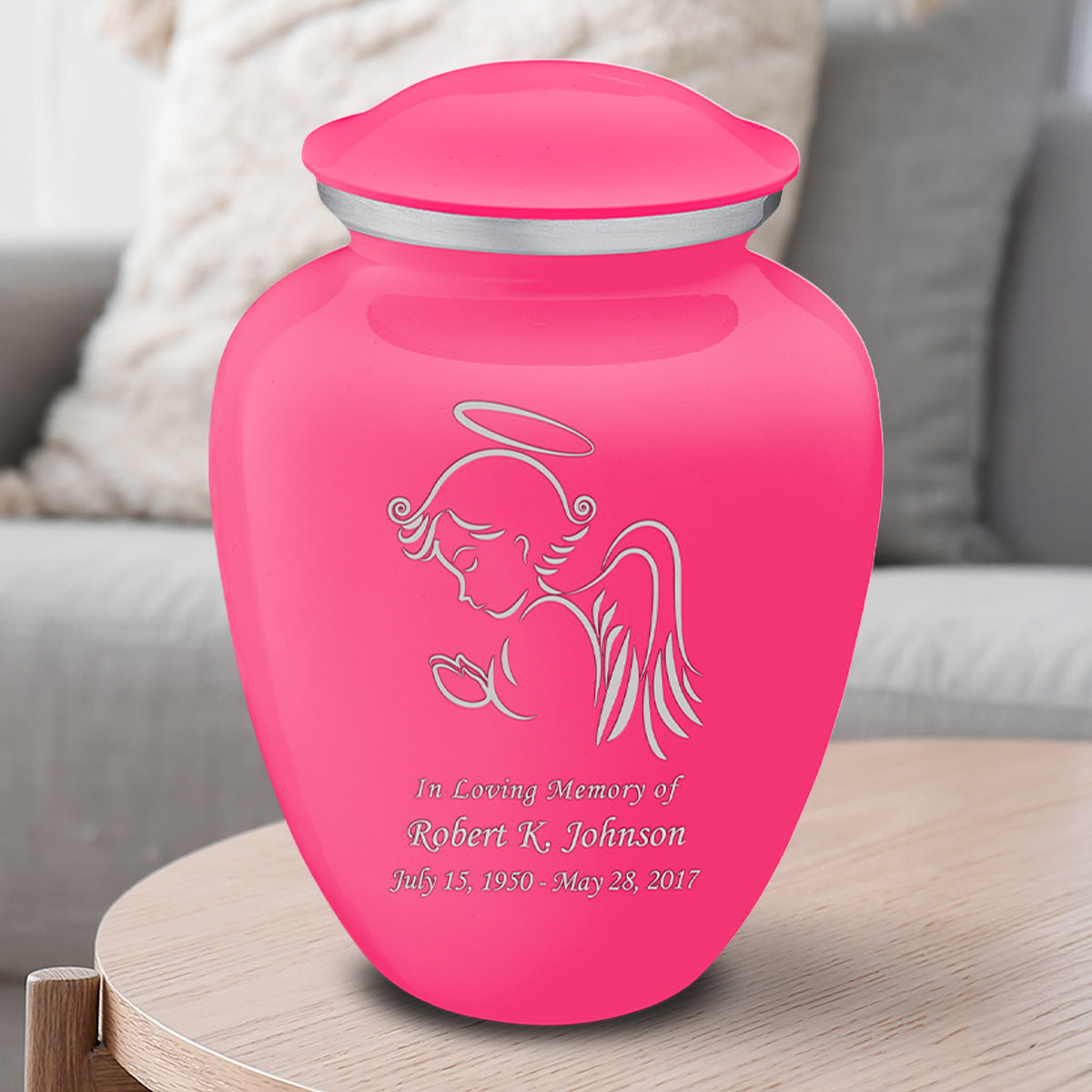 Adult Embrace Bright Pink Angel Cremation Urn