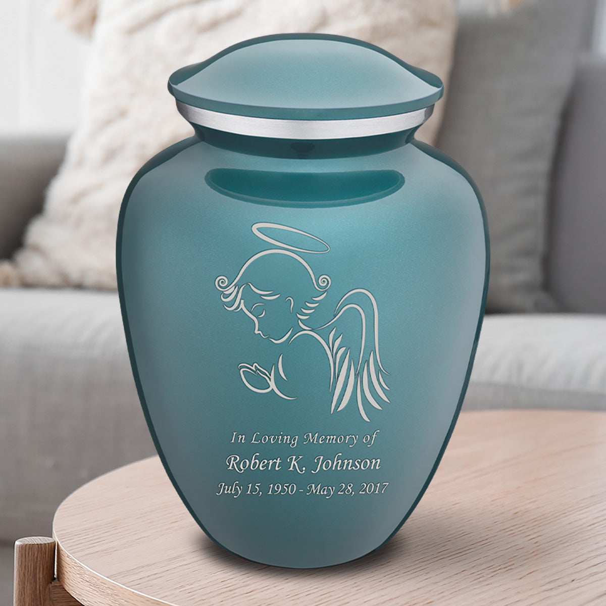 Adult Embrace Teal Angel Cremation Urn
