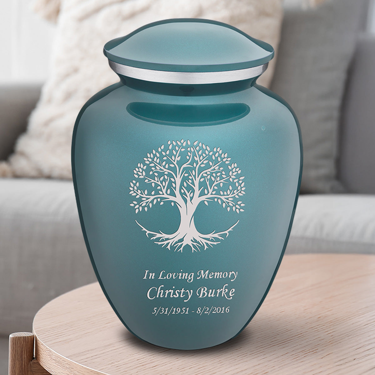 Adult Embrace Teal Tree of Life Cremation Urn
