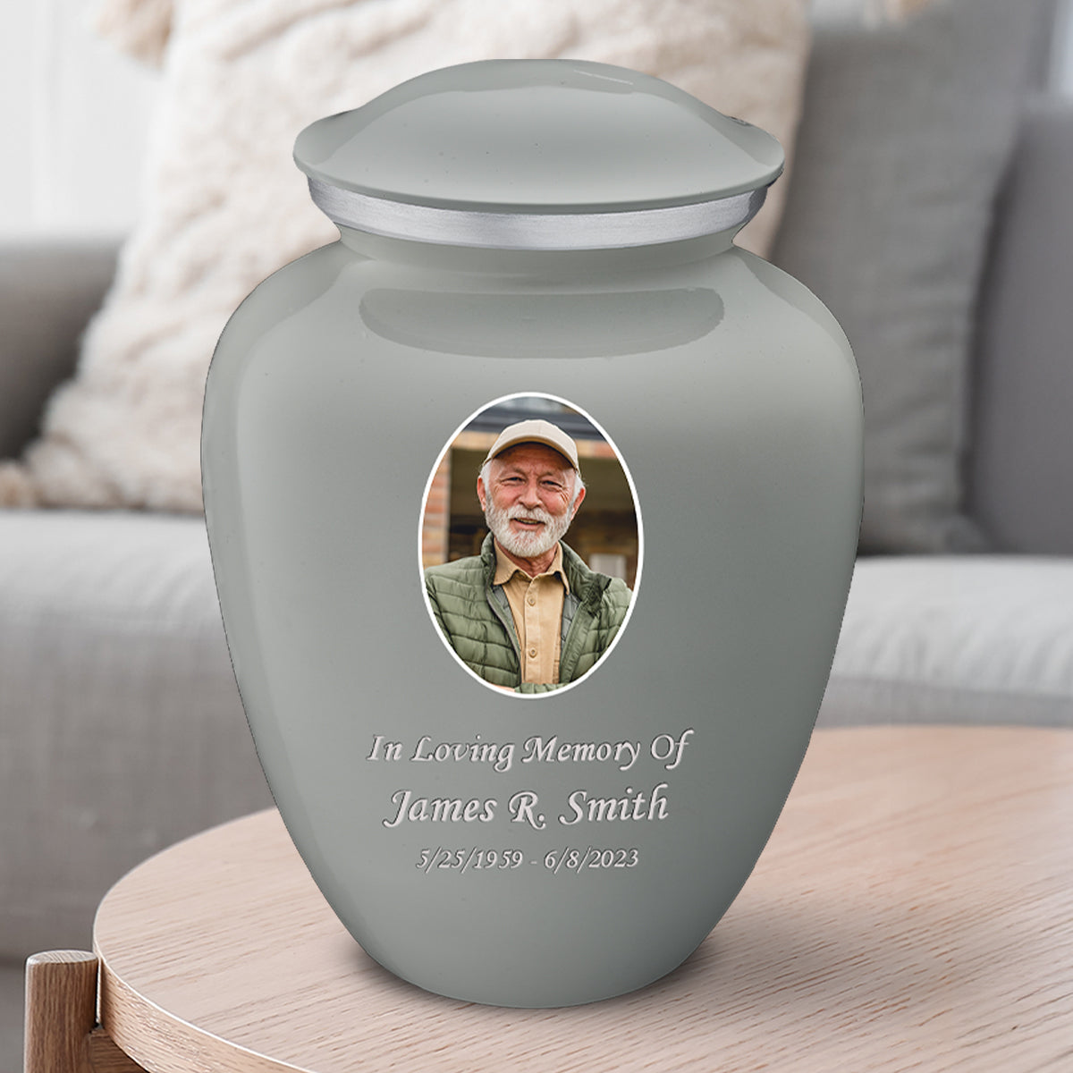 Adult Embrace Slate Grey Portrait Cremation Urn