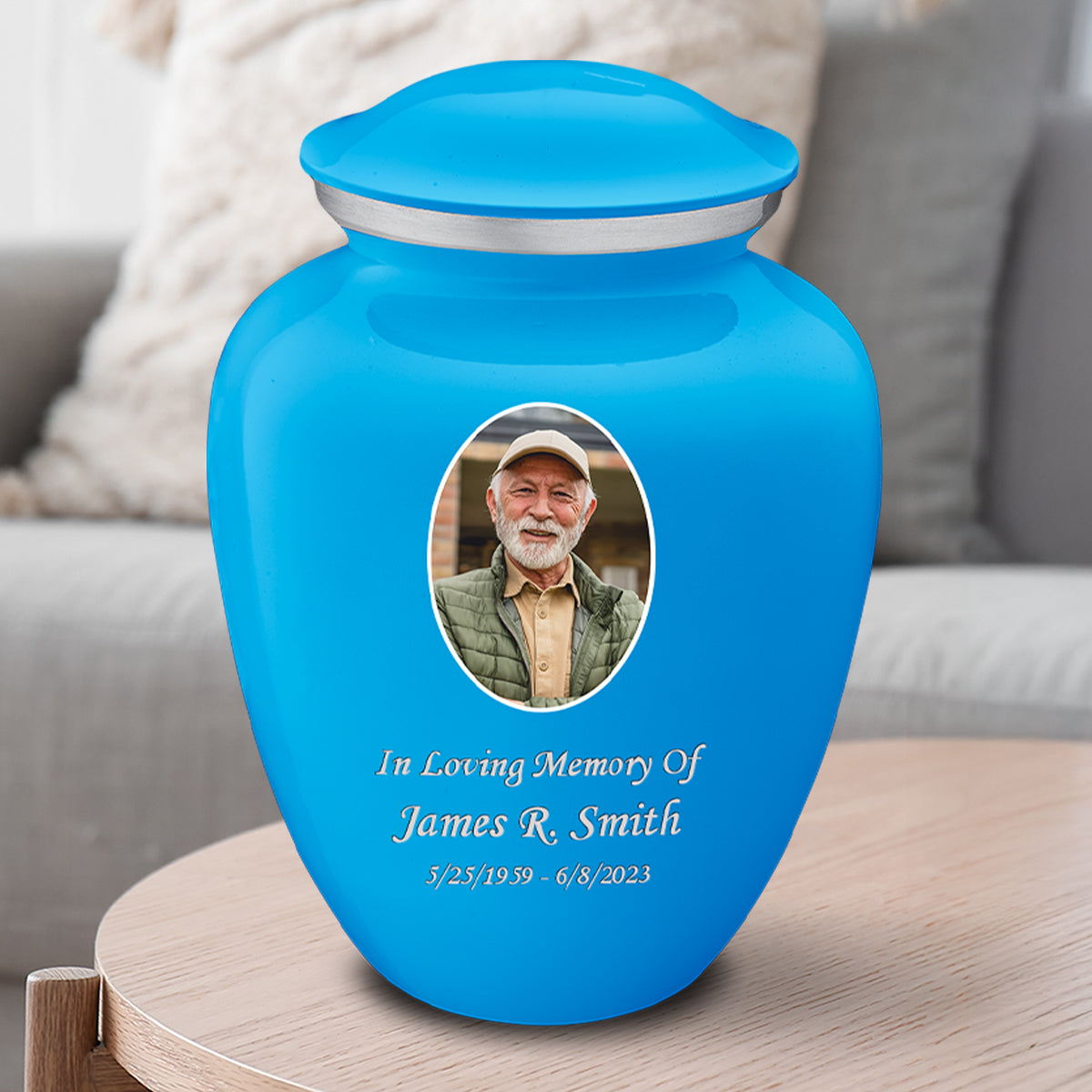 Adult Embrace Racing Blue Portrait Cremation Urn