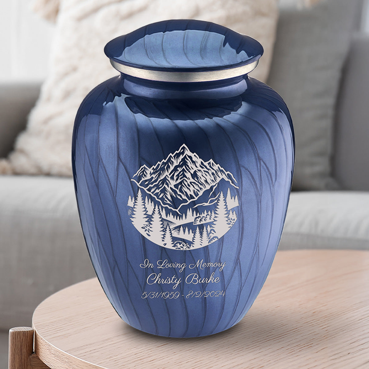 Adult Embrace Pearl Cobalt Blue Rocky Mountains Cremation Urn