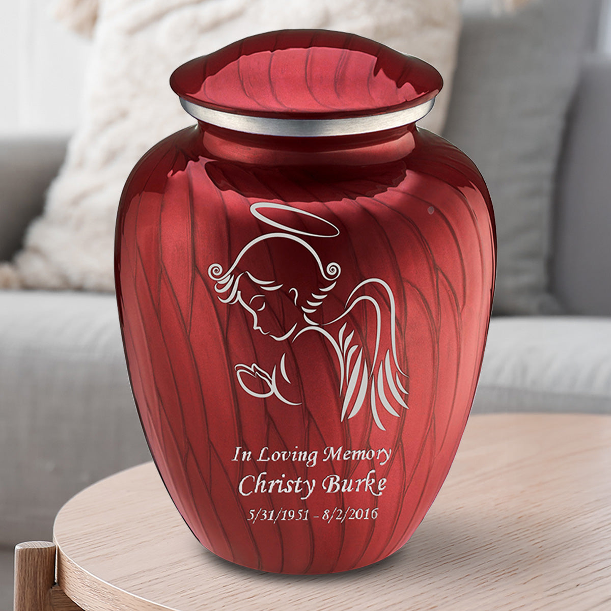 Adult Embrace Pearl Candy Red Angel Cremation Urn