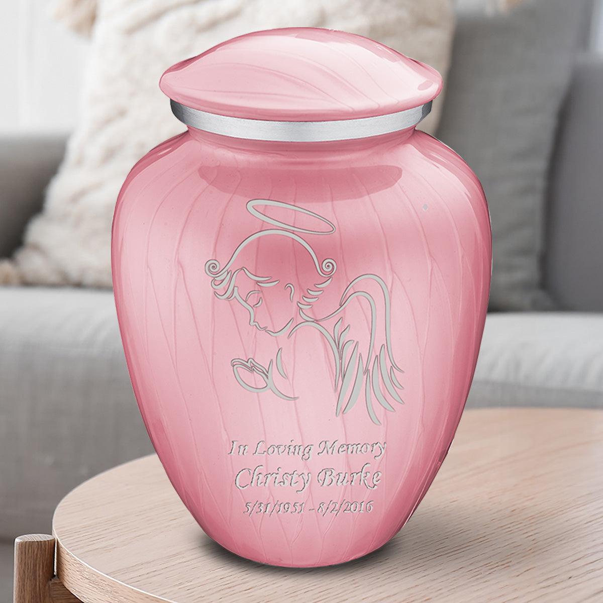 Adult Embrace Pearl Pink Angel Cremation Urn