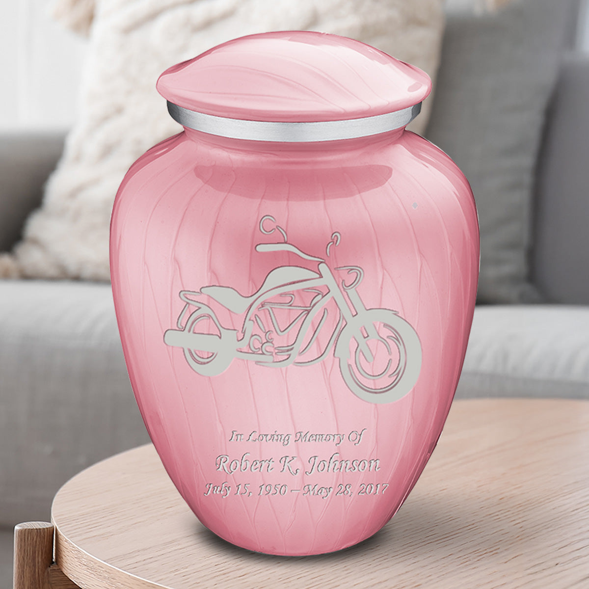 Adult Embrace Pearl Pink Motorcycle Cremation Urn