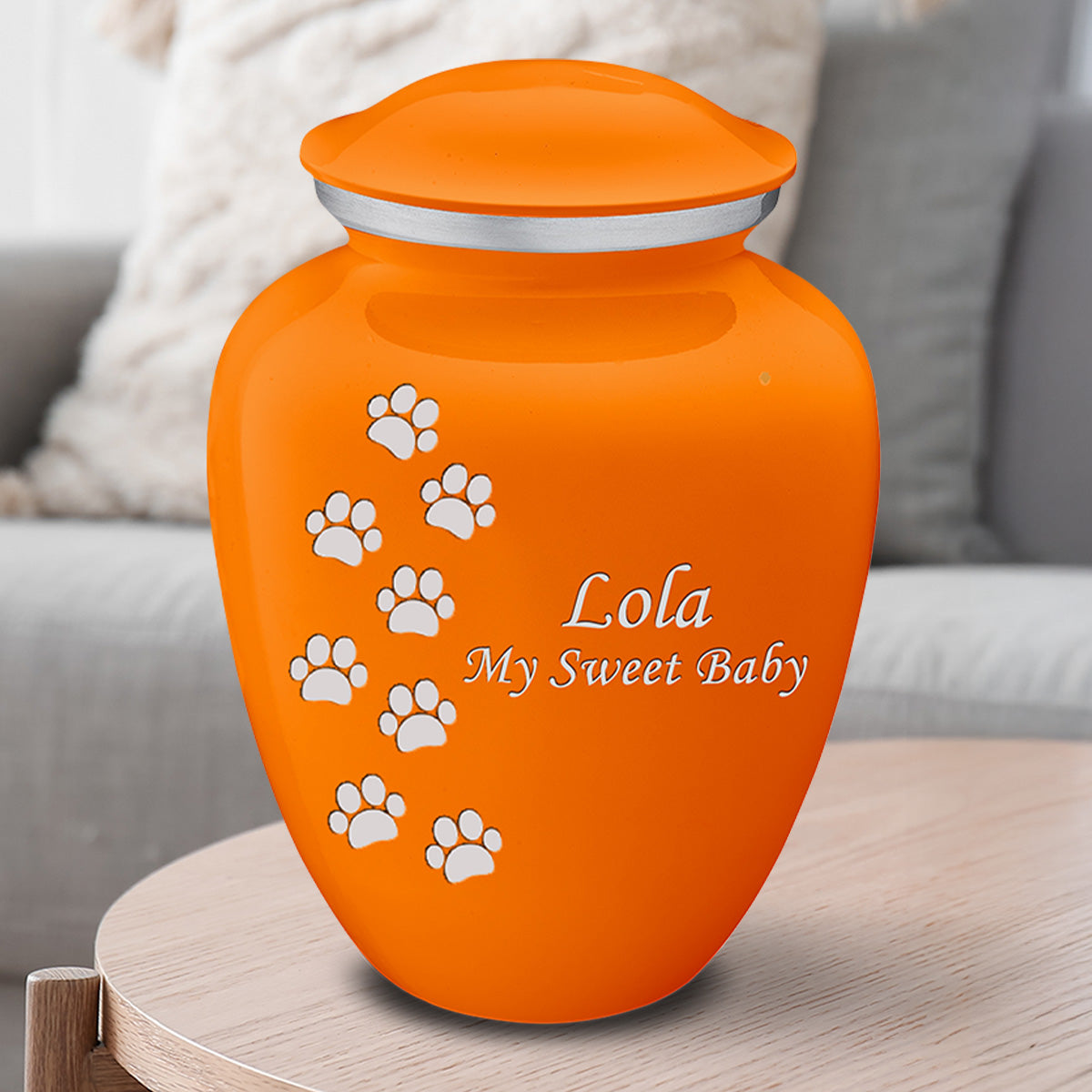 Large Embrace Burnt Orange Walking Paws Pet Cremation Urn
