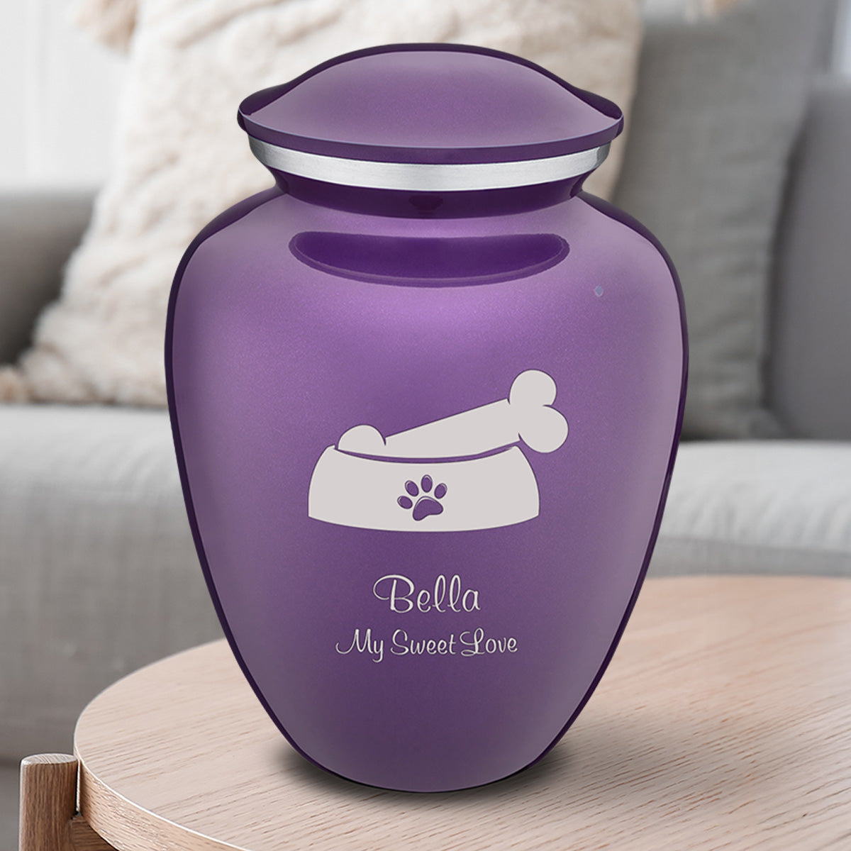 Large Embrace Purple Pet Dog Bone Cremation Urn