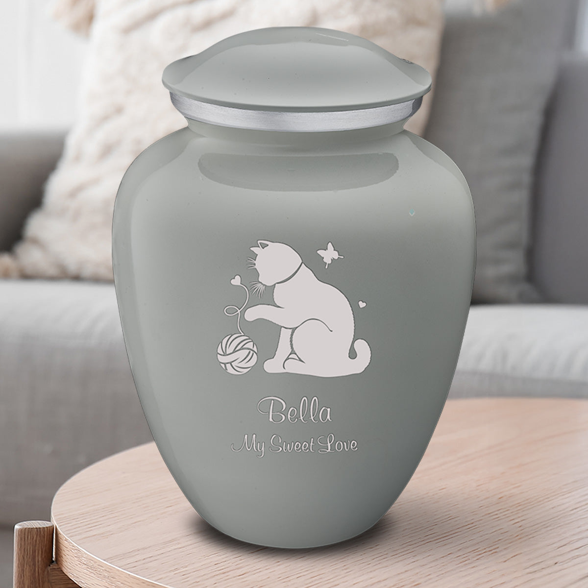 Large Embrace Slate Grey Pet Fun Cat Cremation Urn