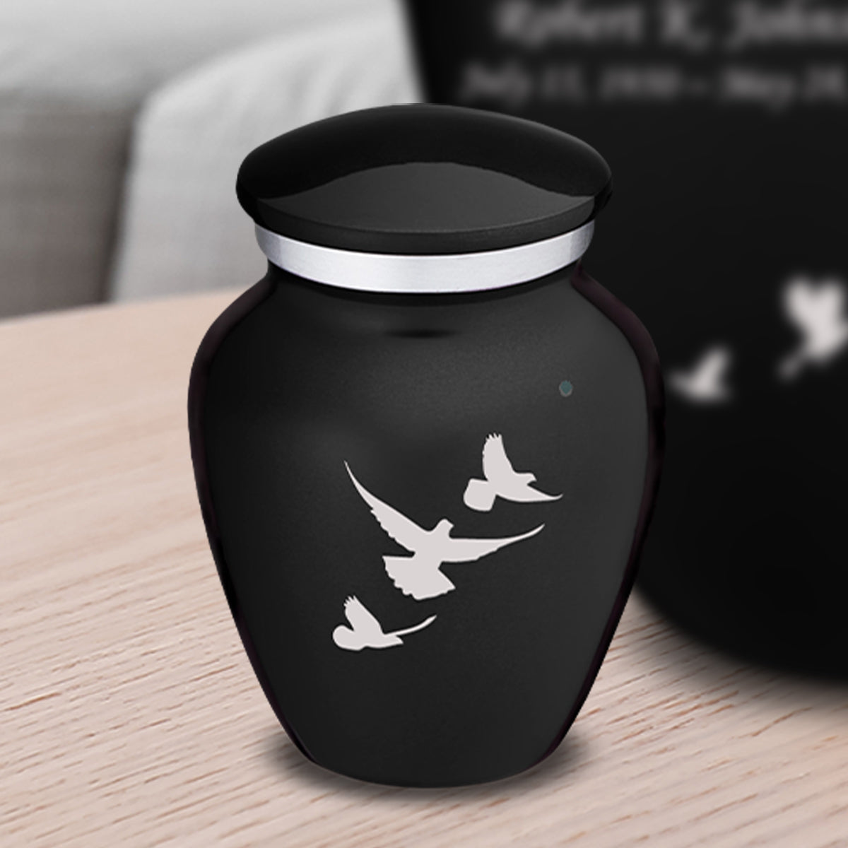 Keepsake Embrace Black Doves Cremation Urn