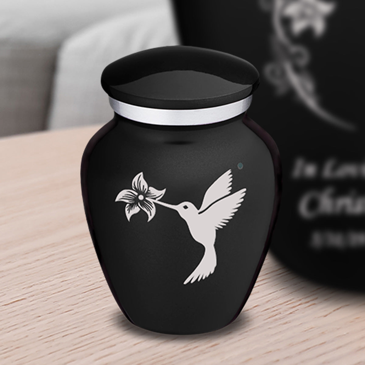 Keepsake Embrace Black Hummingbird Cremation Urn